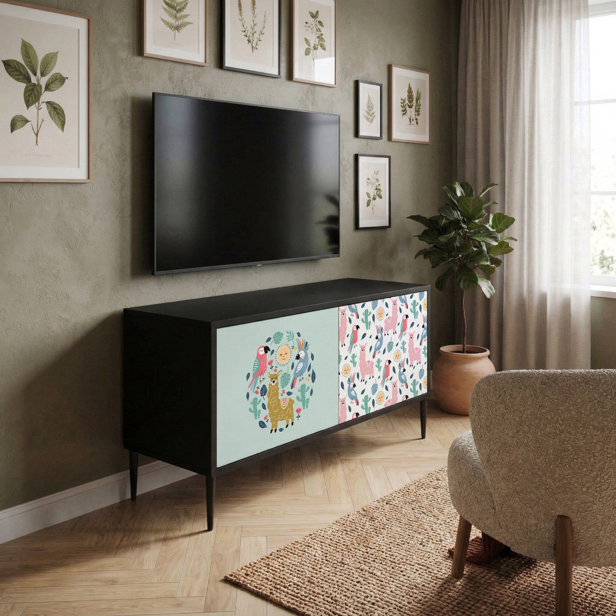 COLORFUL ALPACAS Compact 2-Door TV Cabinet