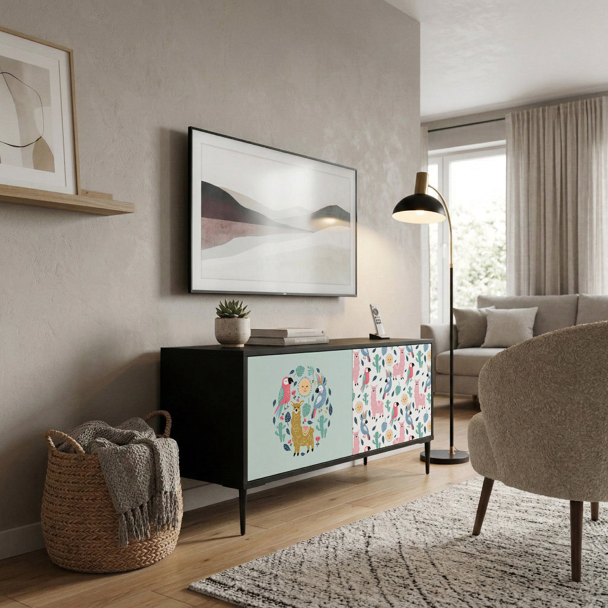 COLORFUL ALPACAS Compact 2-Door TV Cabinet