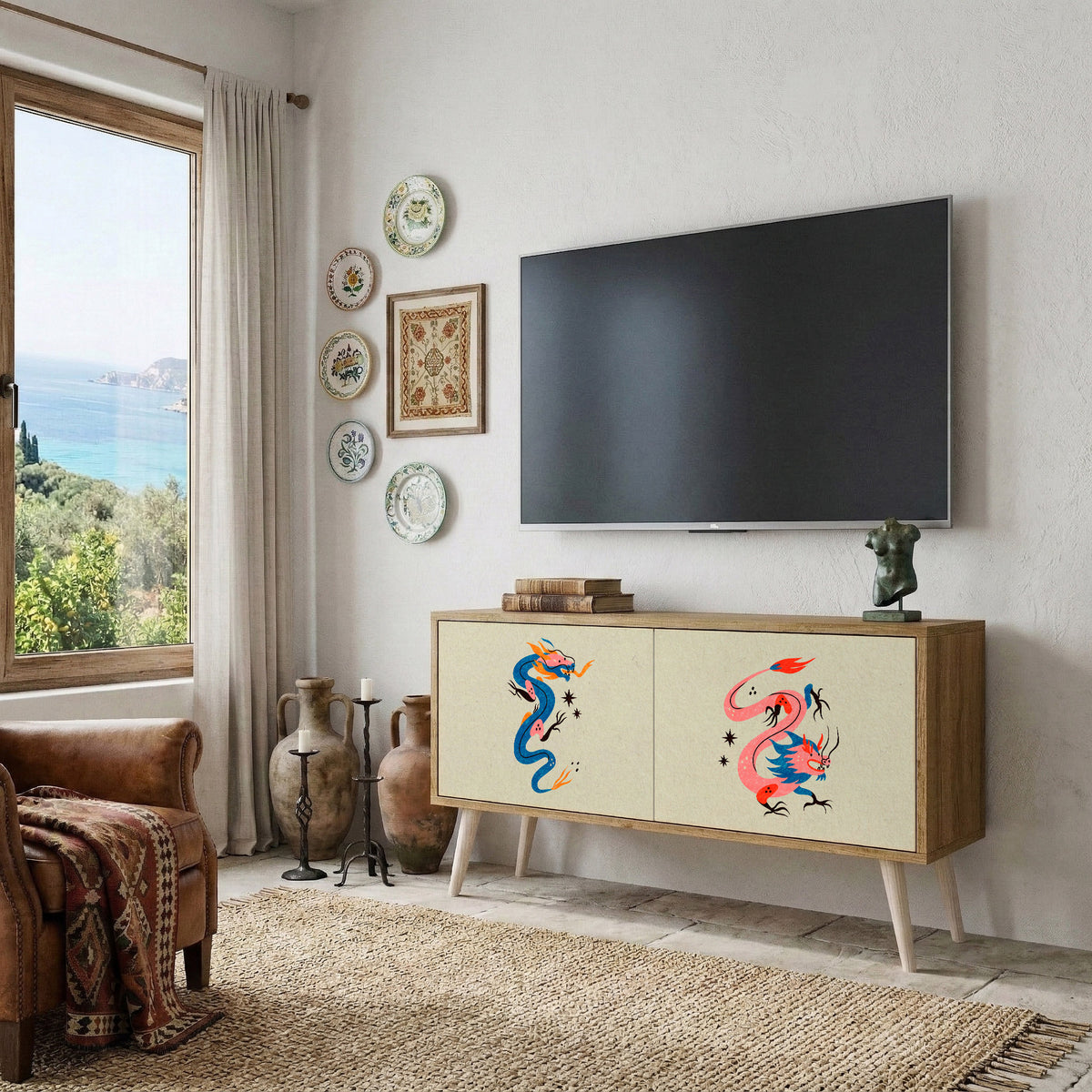 MYTHOLOGICAL CREATURES Mueble de TV Compacto de 2 puertas