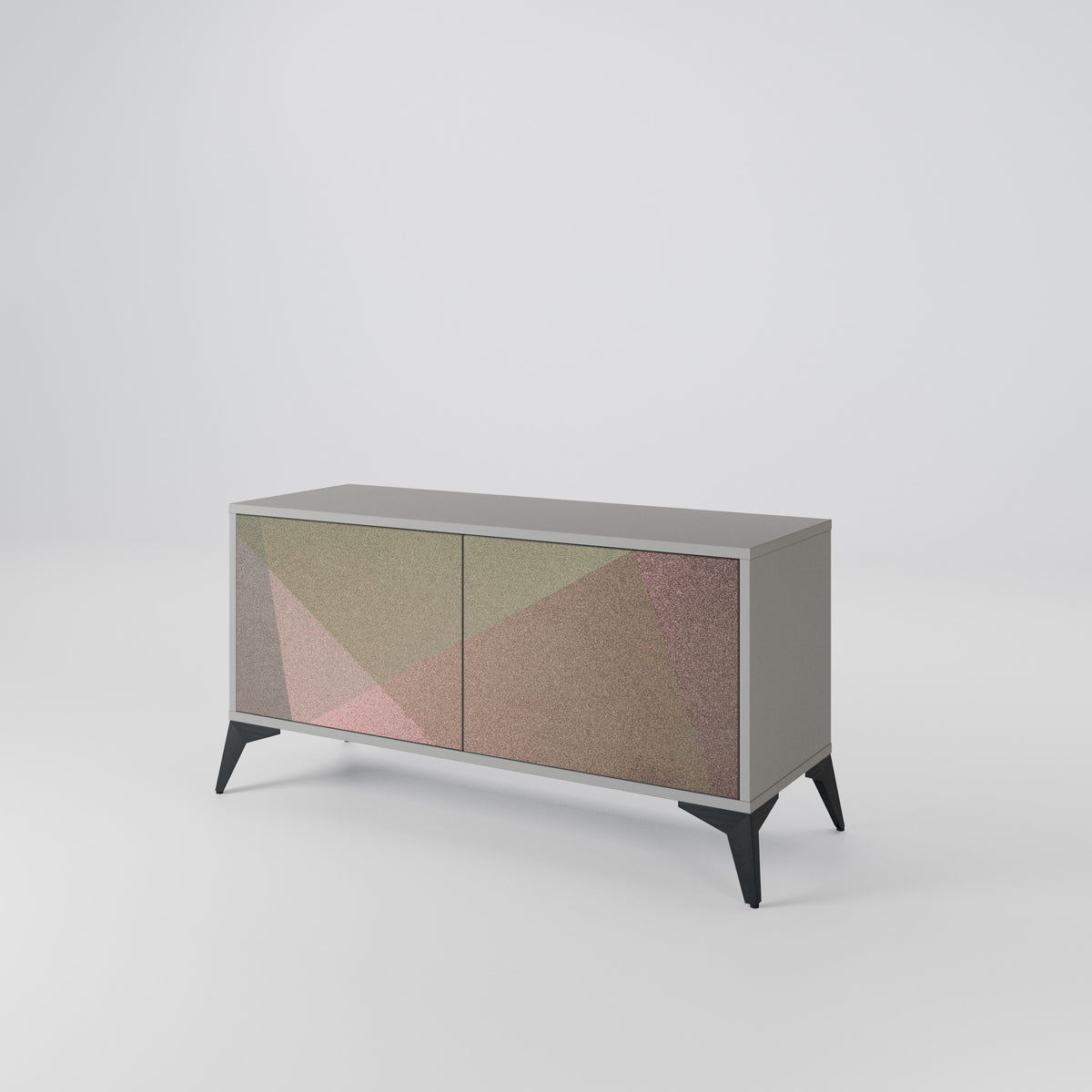 BEIGE GEOMETRY Mobile TV Compatto a 2 Ante