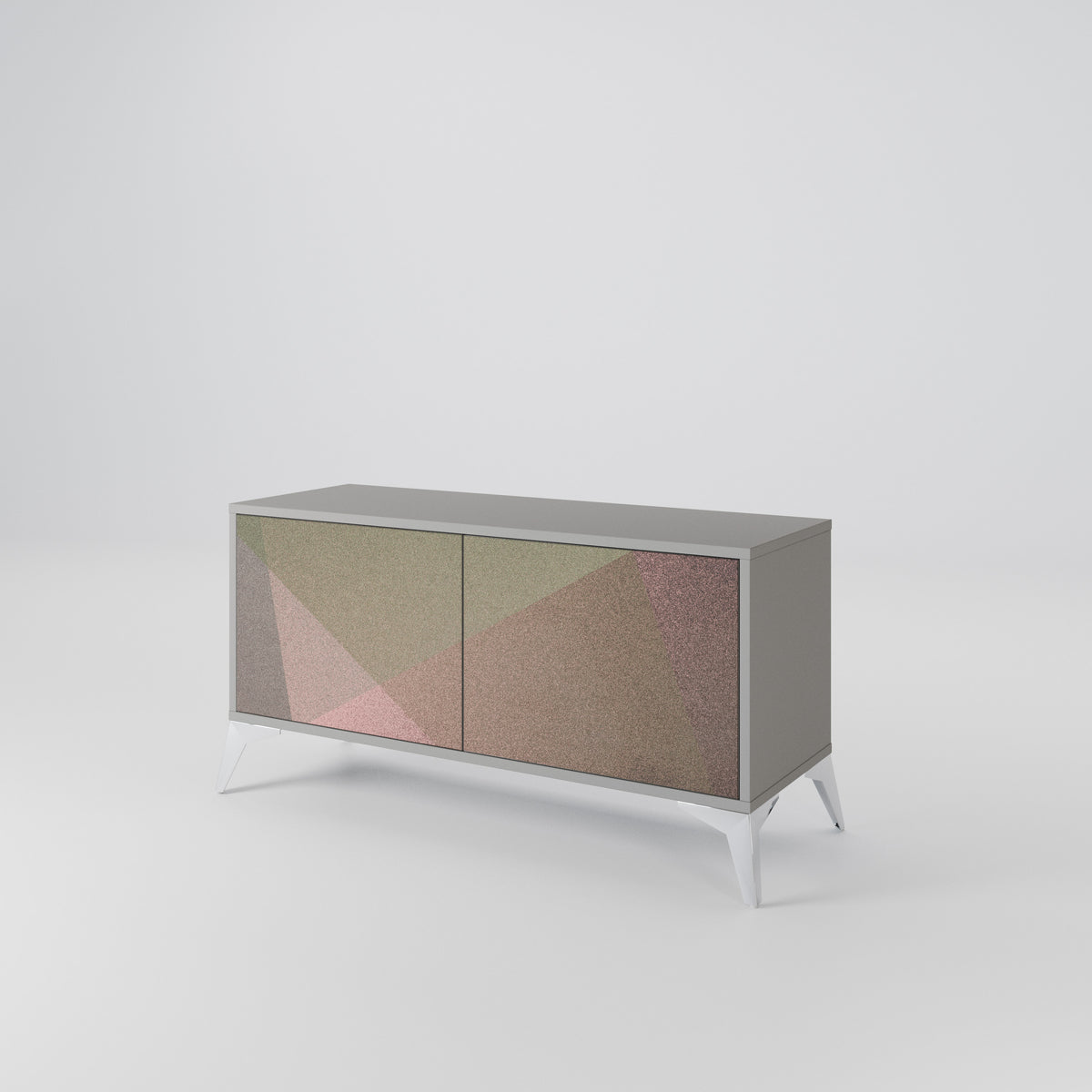 BEIGE GEOMETRY Mobile TV Compatto a 2 Ante