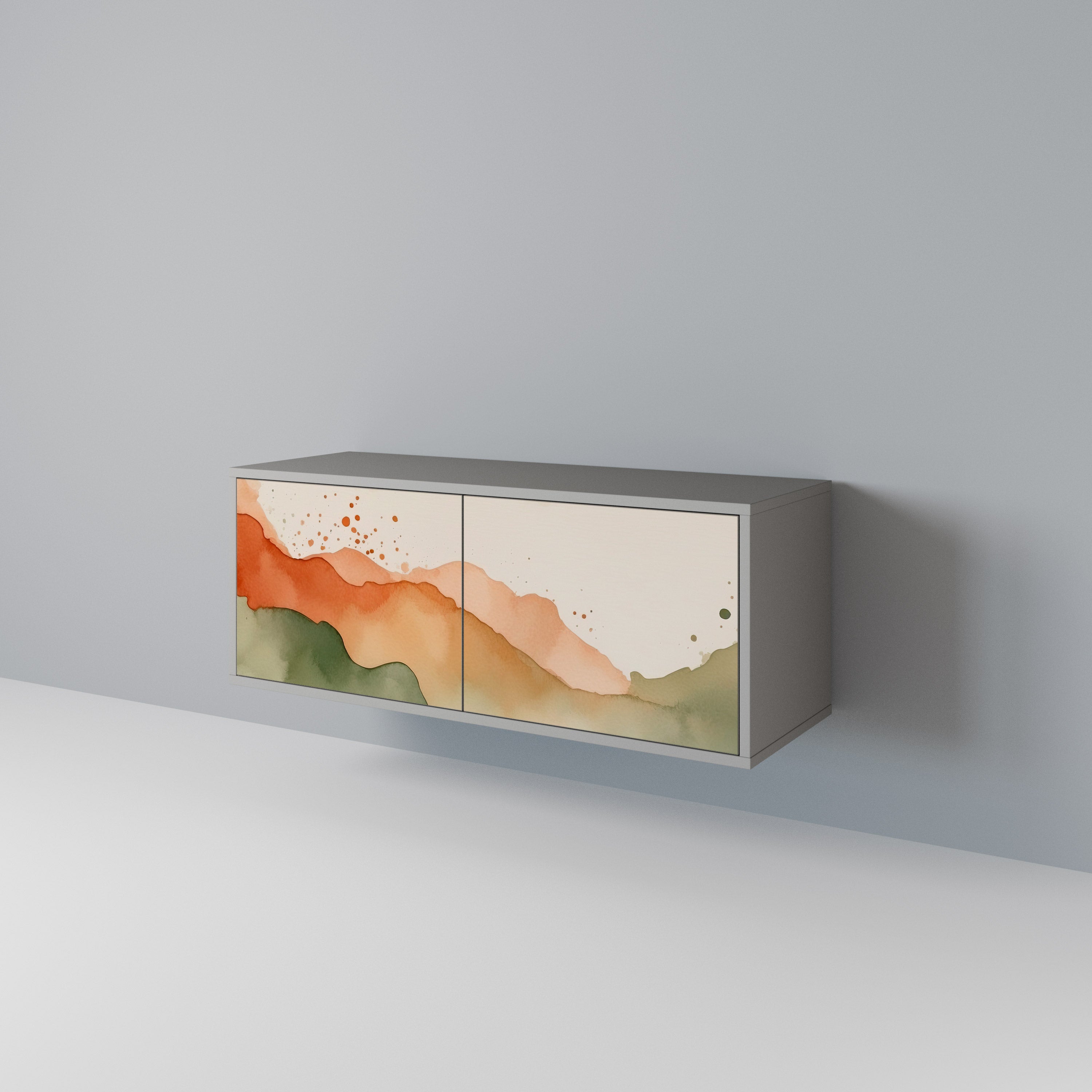 WATERCOLOUR PEAKS Compact 2-Door TV Cabinet
