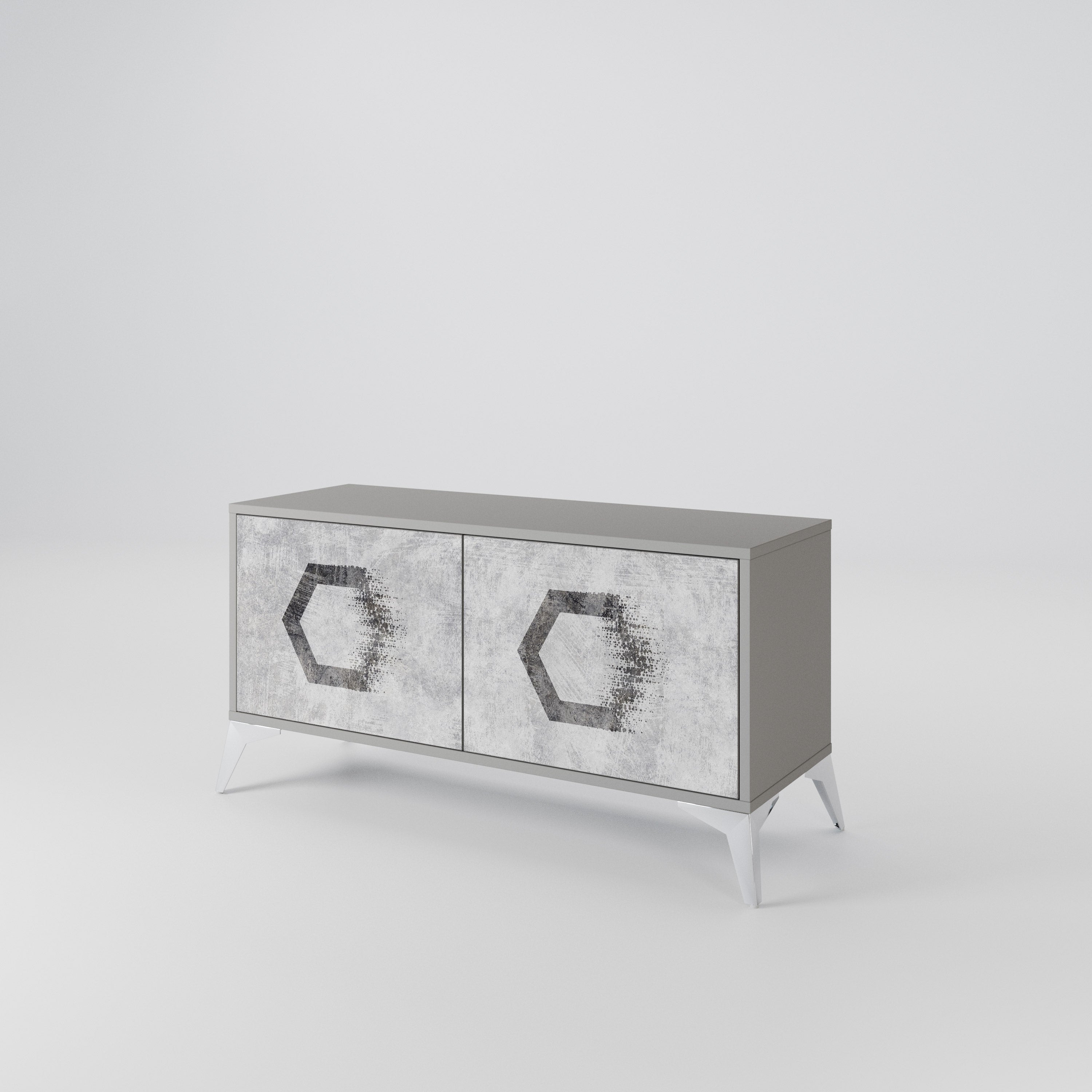 HEXAGONAL FIGURES Compact 2-Door TV Cabinet