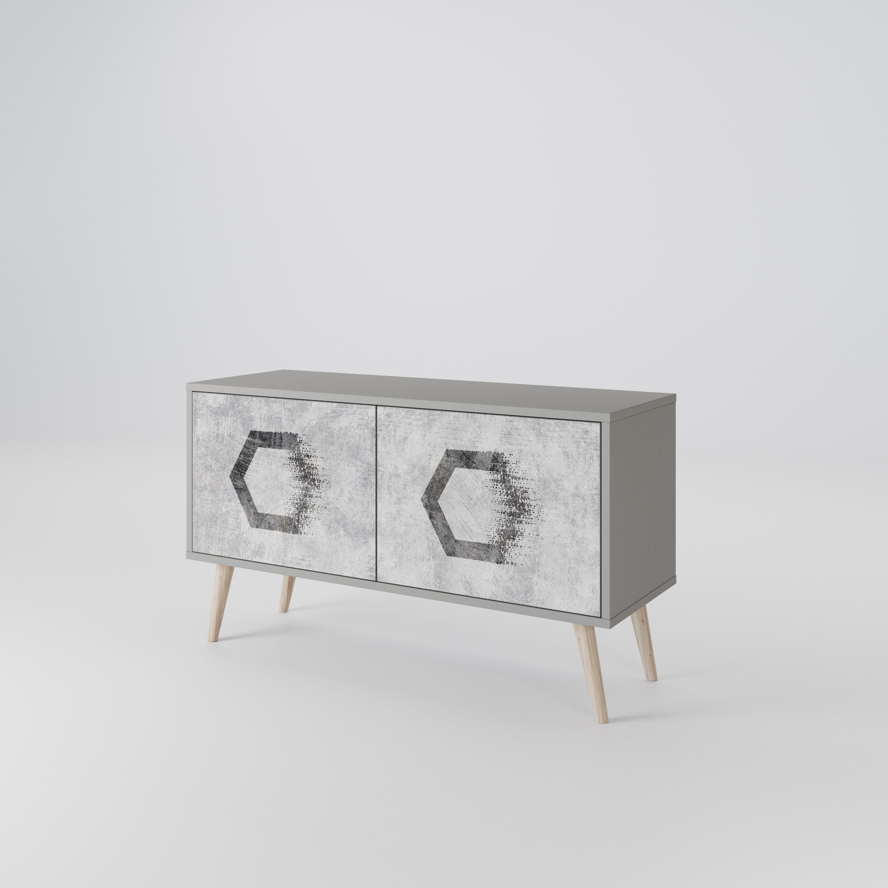 HEXAGONAL FIGURES Compact 2-Door TV Cabinet
