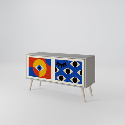 GEOMETRIC EYES Kompakt TV-bänk med 2 dörrar