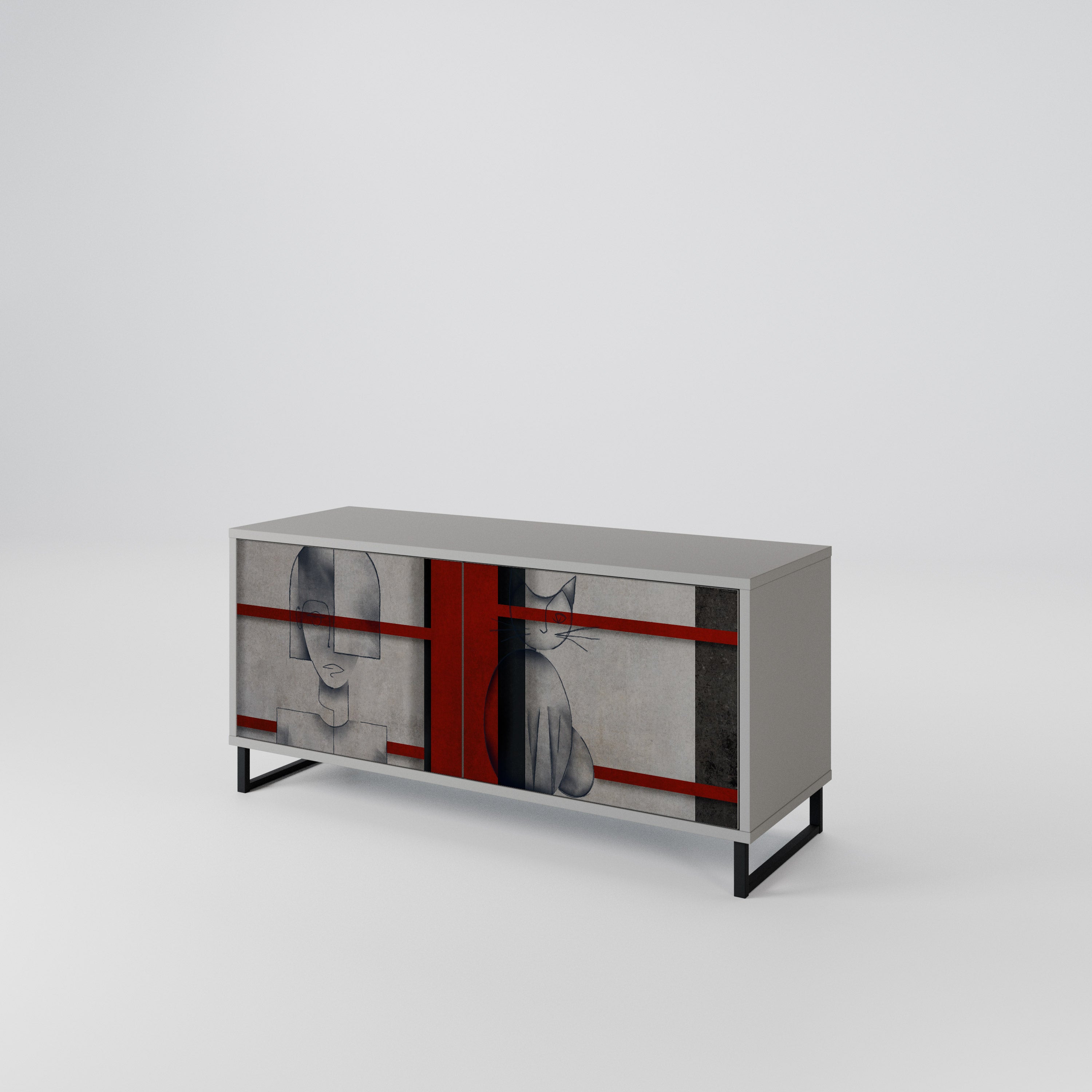 GRAY FIGURES Mueble de TV Compacto de 2 puertas