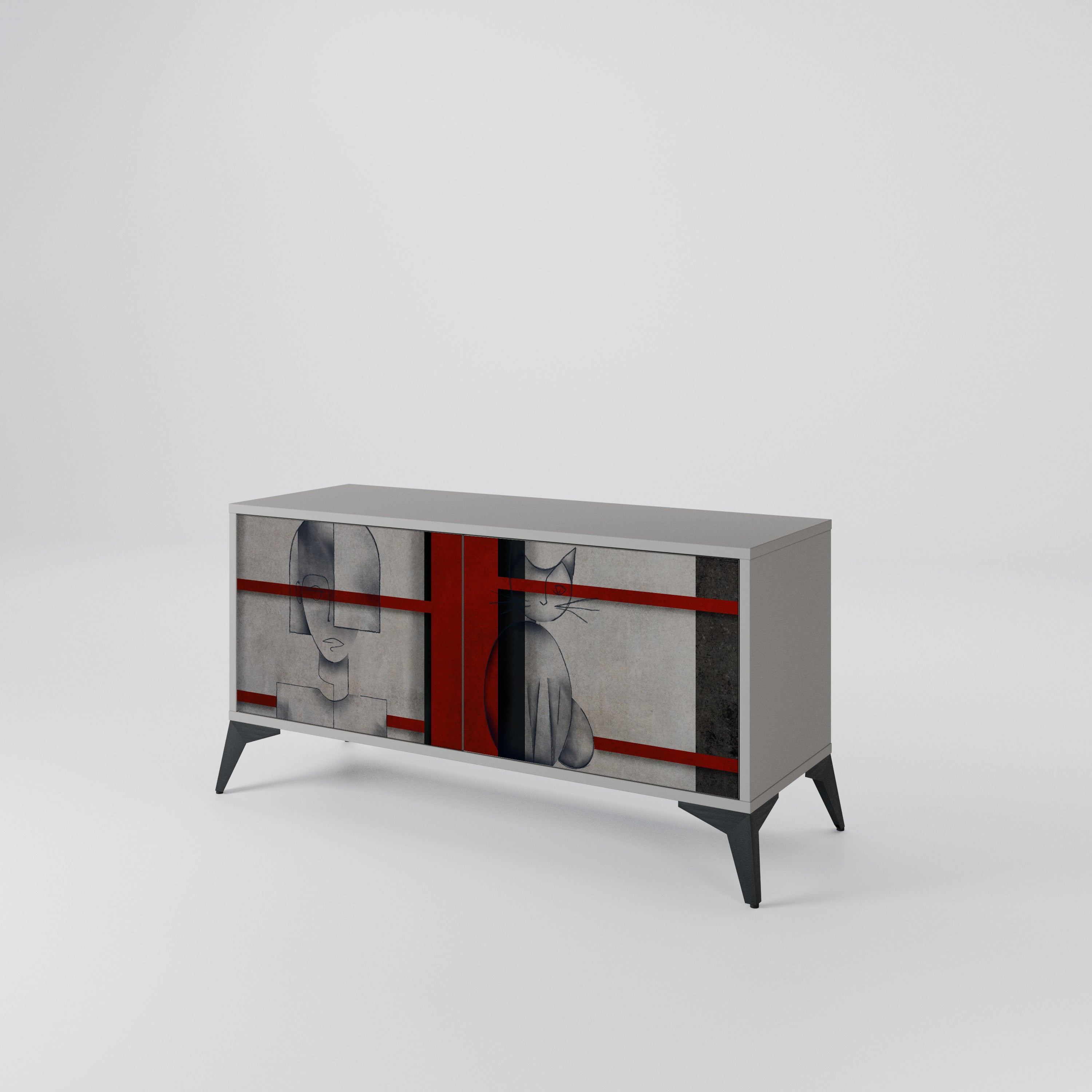 GRAY FIGURES Mueble de TV Compacto de 2 puertas