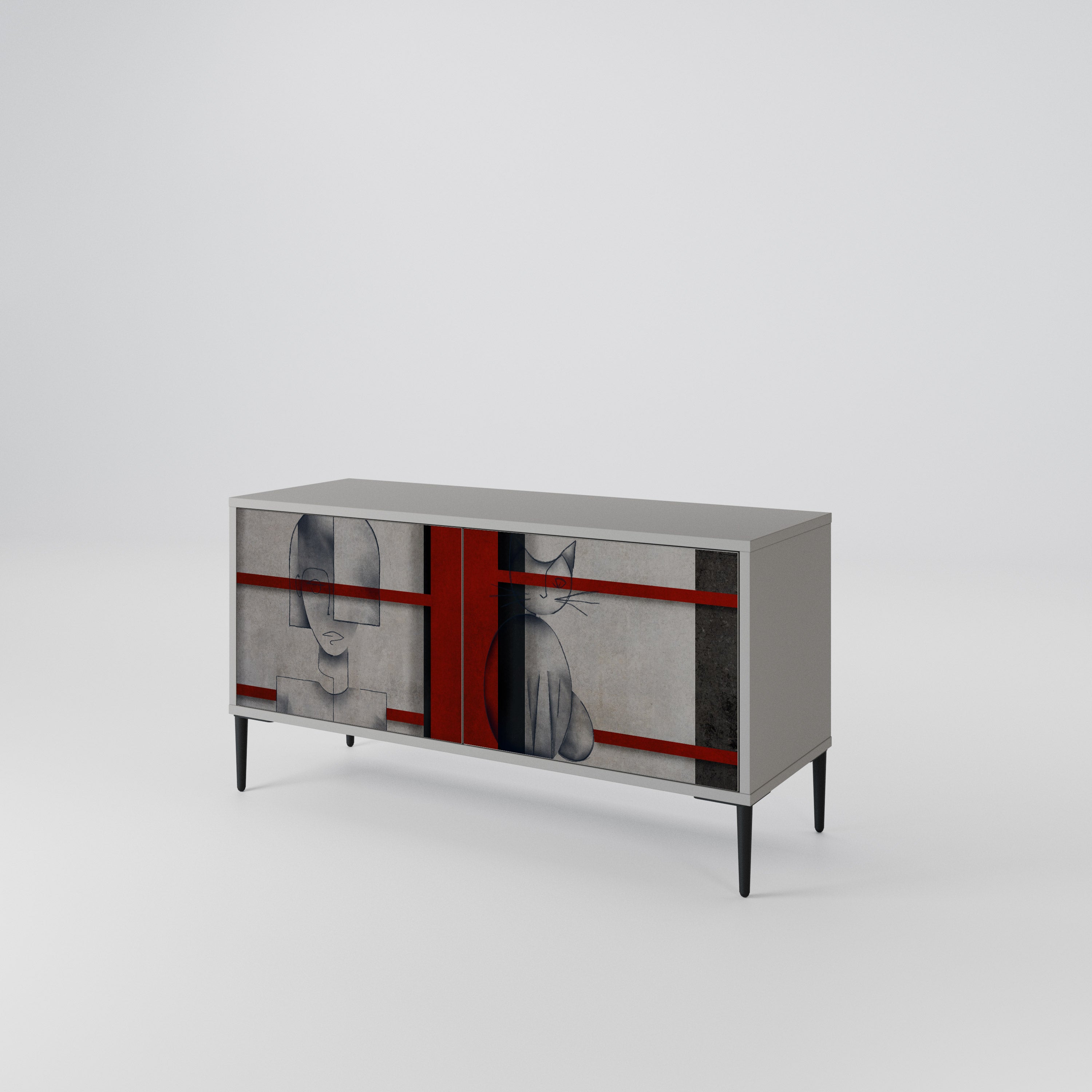 GRAY FIGURES Mueble de TV Compacto de 2 puertas