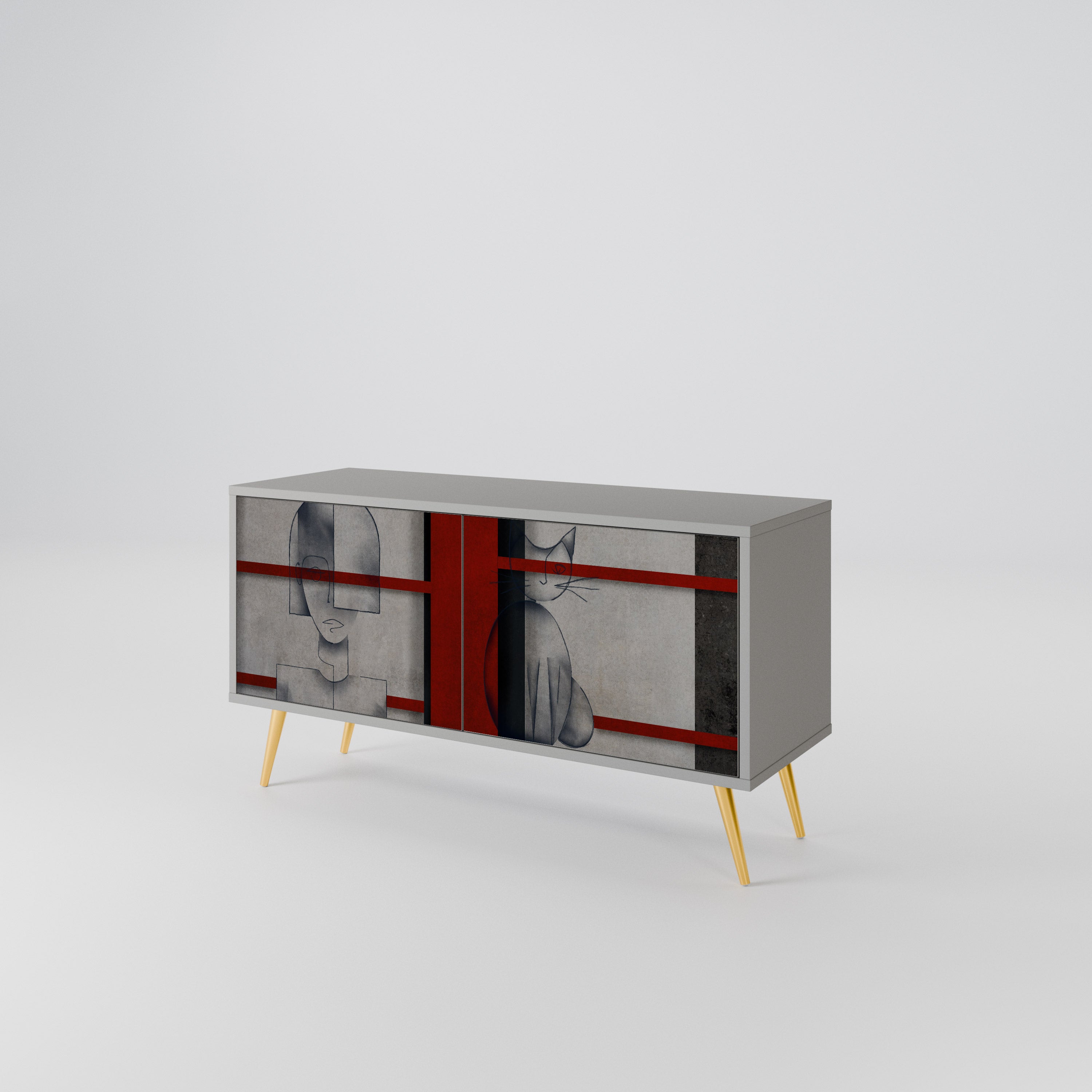 GRAY FIGURES Mueble de TV Compacto de 2 puertas