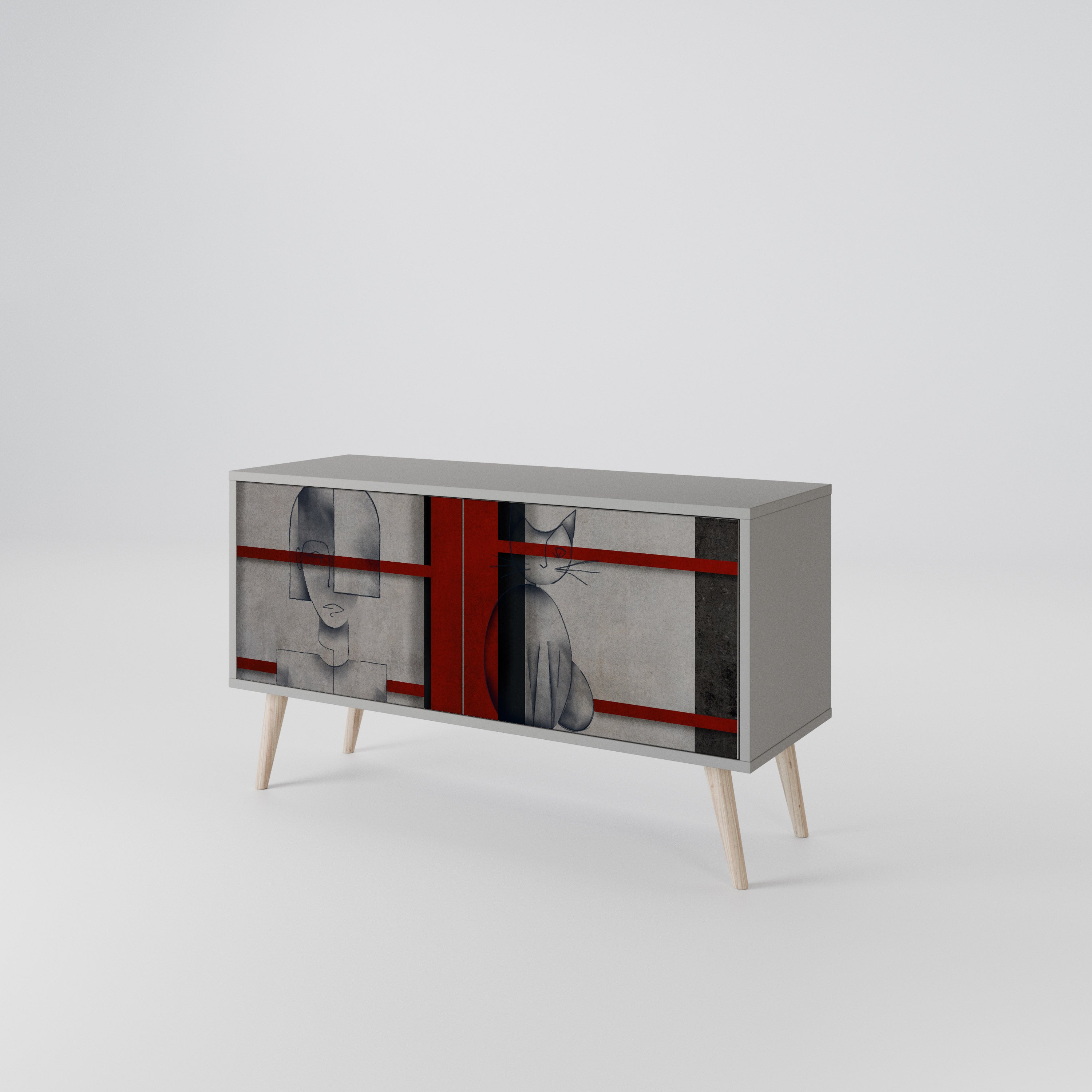 GRAY FIGURES Mueble de TV Compacto de 2 puertas