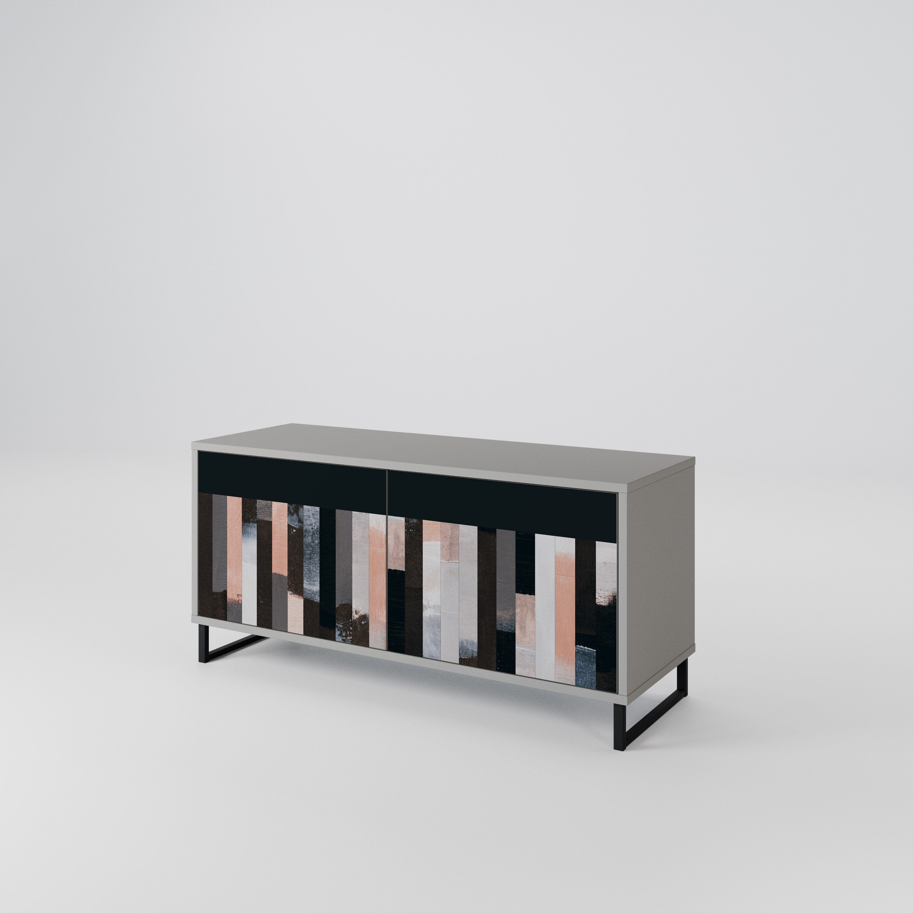 COLLAGE OF RECTANGLES Compact 2-Door TV Cabinet