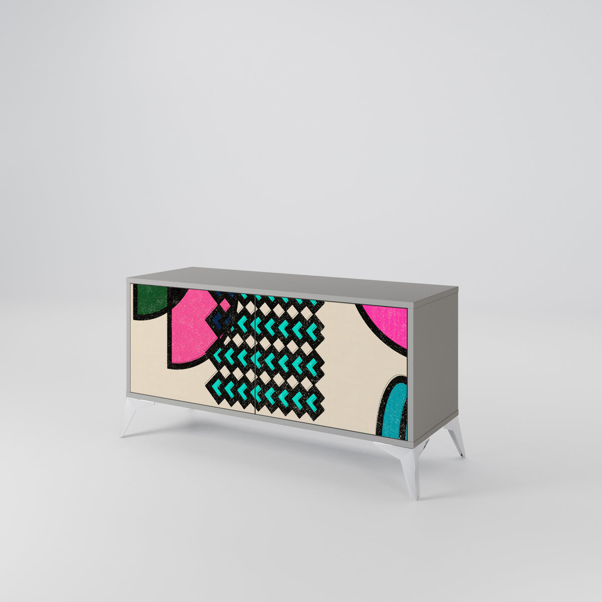 GEOMETRIC RHAPSODY Kompakt TV-bänk med 2 dörrar