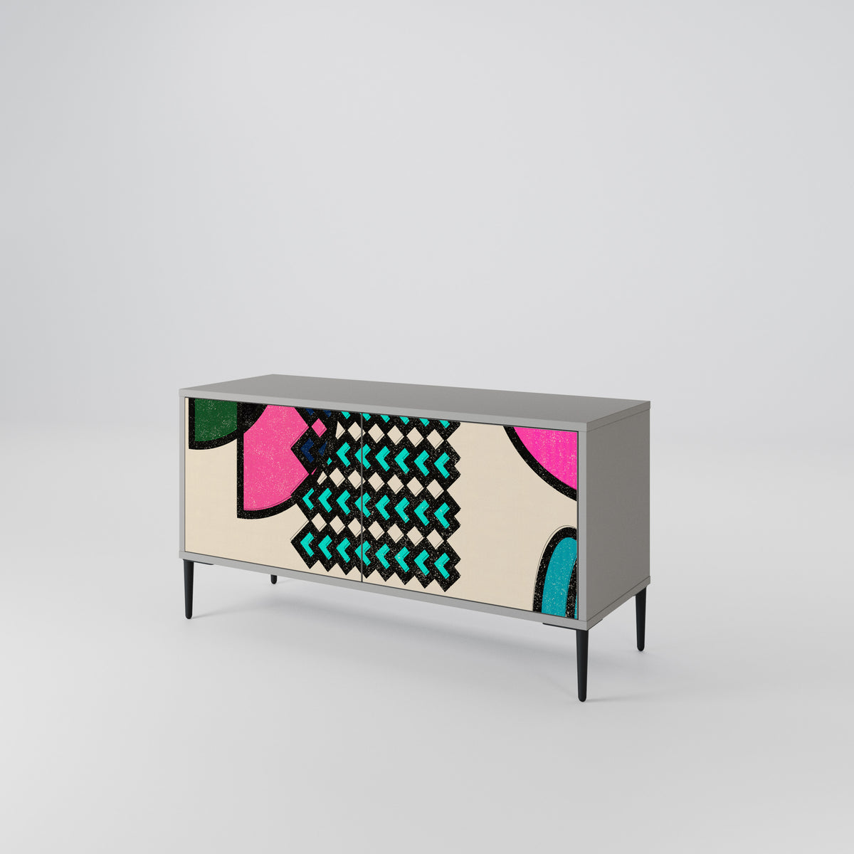 GEOMETRIC RHAPSODY Kompakt TV-bänk med 2 dörrar