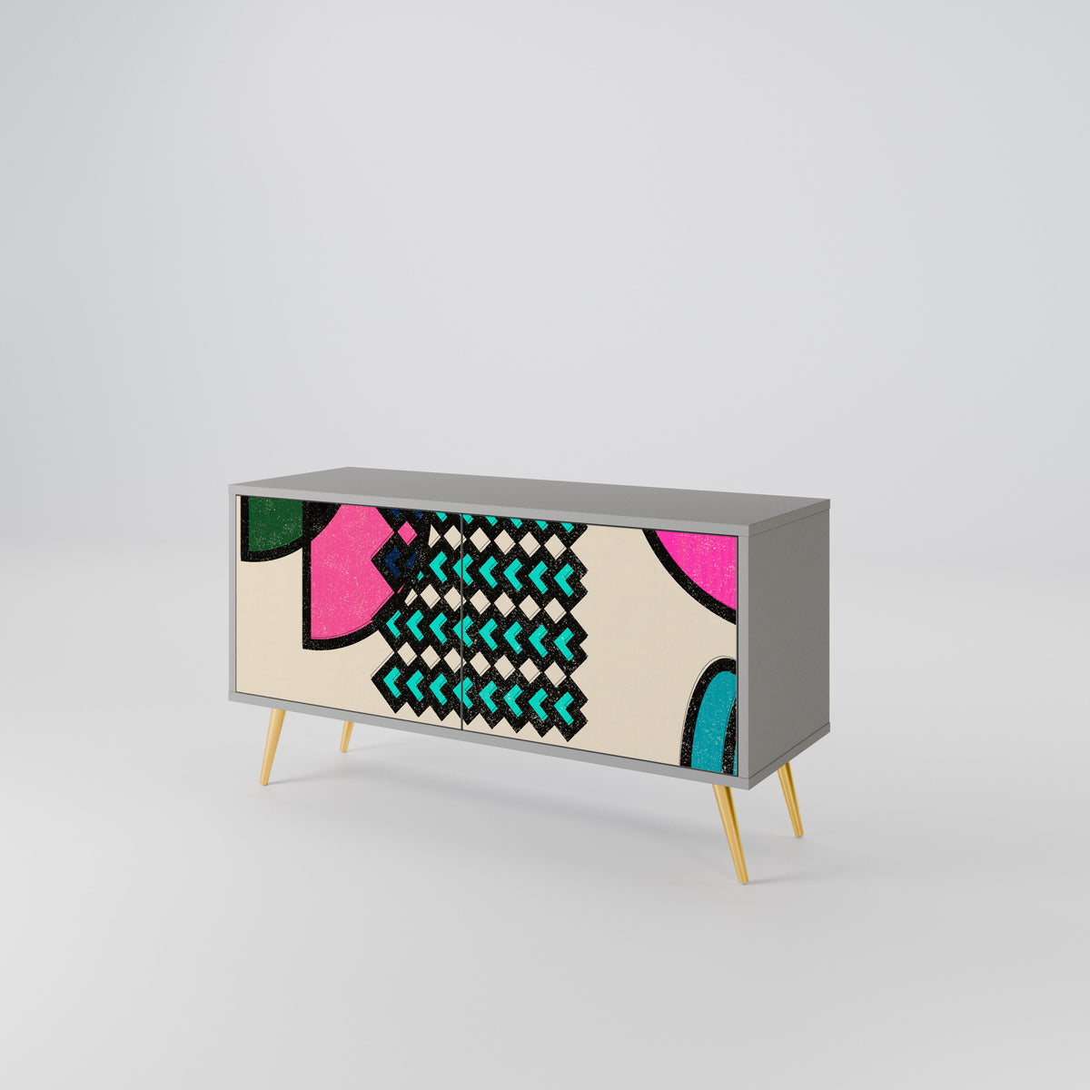 GEOMETRIC RHAPSODY Kompakt TV-bänk med 2 dörrar