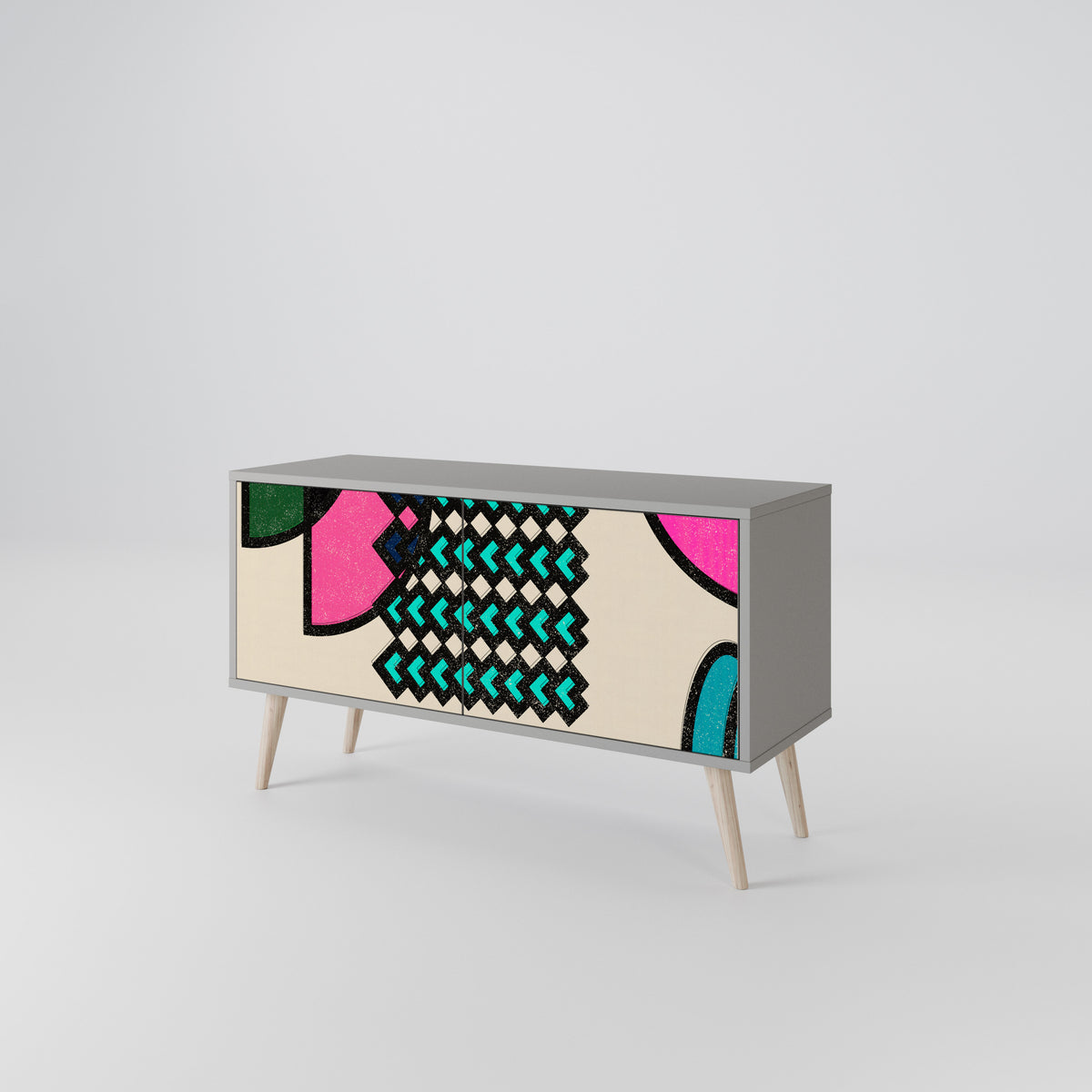 GEOMETRIC RHAPSODY Kompakt TV-bänk med 2 dörrar