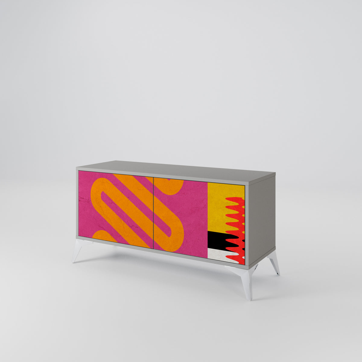 VIVID ART Mueble de TV Compacto de 2 puertas