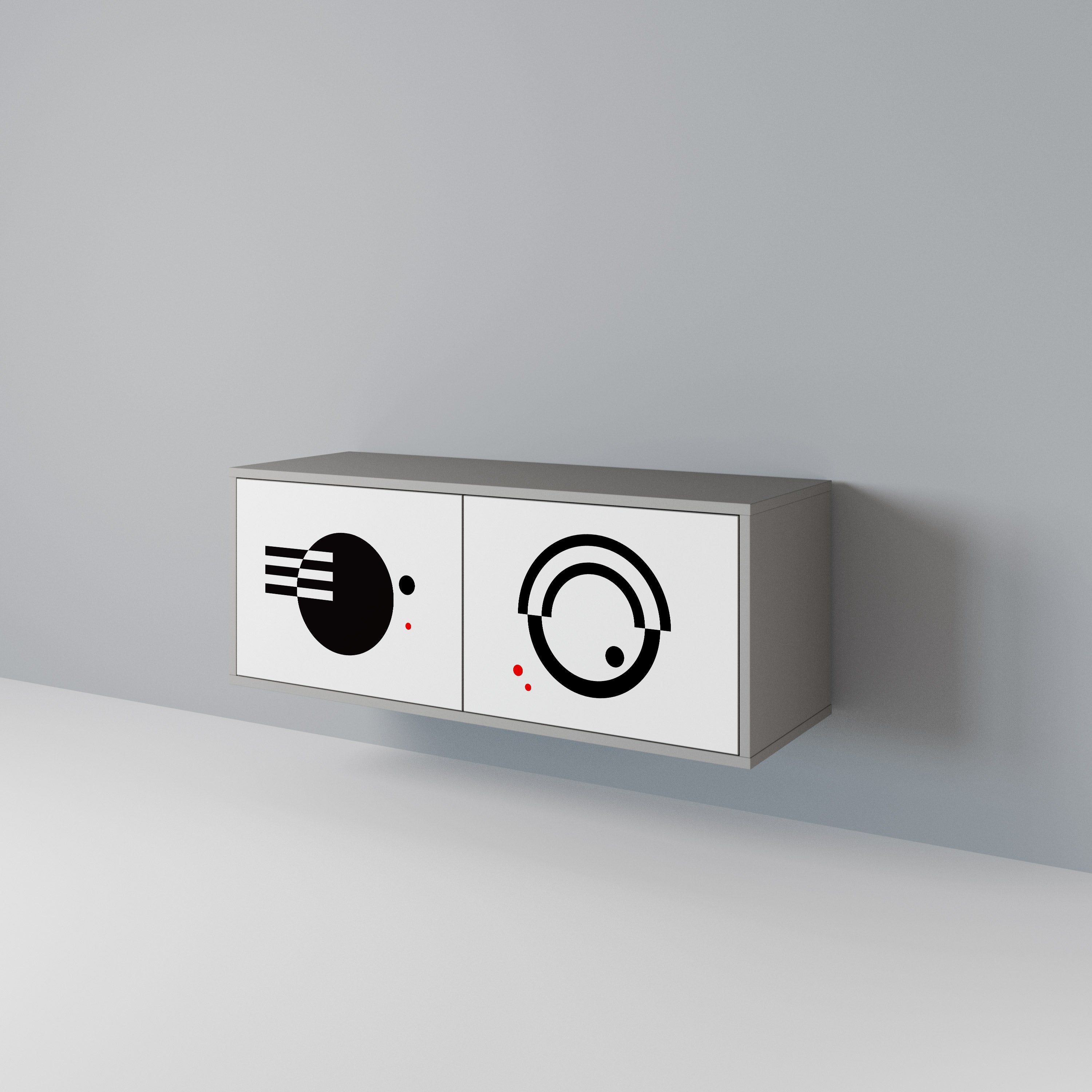 BLACK AND WHITE COMBINATION Compact 2-Door TV Cabinet