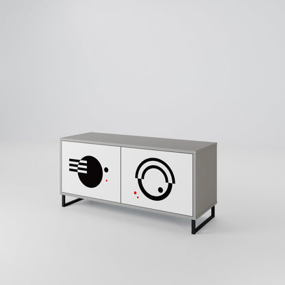 BLACK AND WHITE COMBINATION Compact 2-Door TV Cabinet