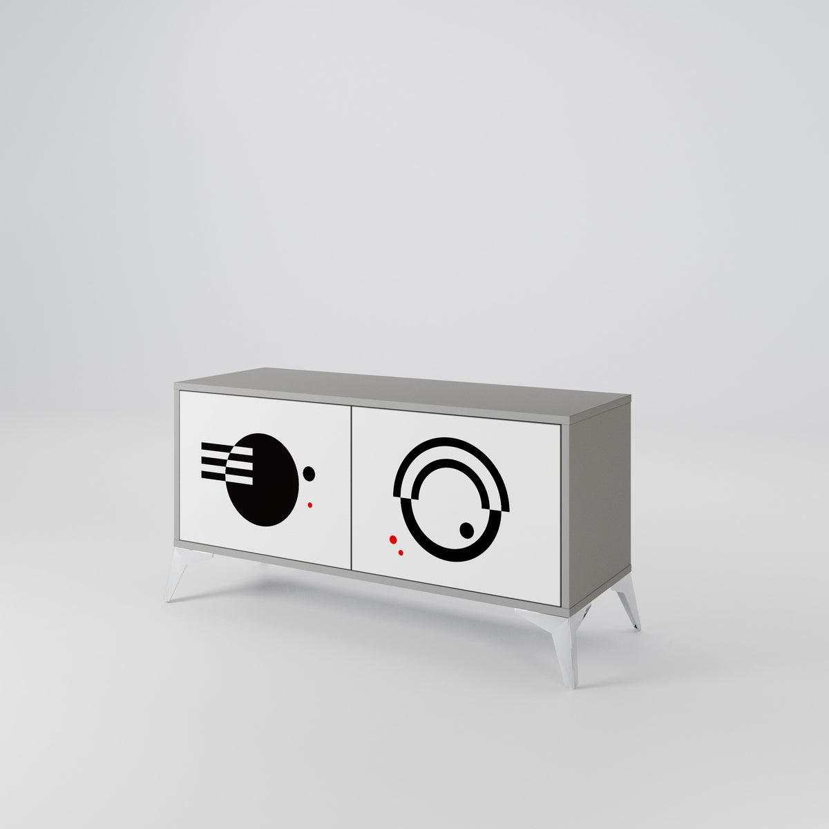 BLACK AND WHITE COMBINATION Kompaktní dvoudveřový TV stolek