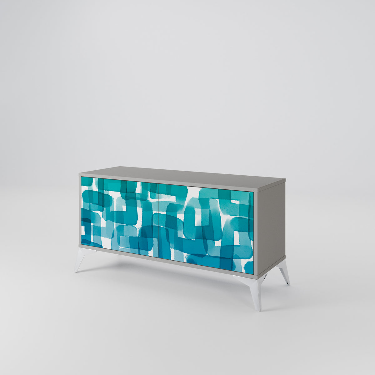 TURQUOISE RECTANGLES Kompaktní dvoudveřový TV stolek
