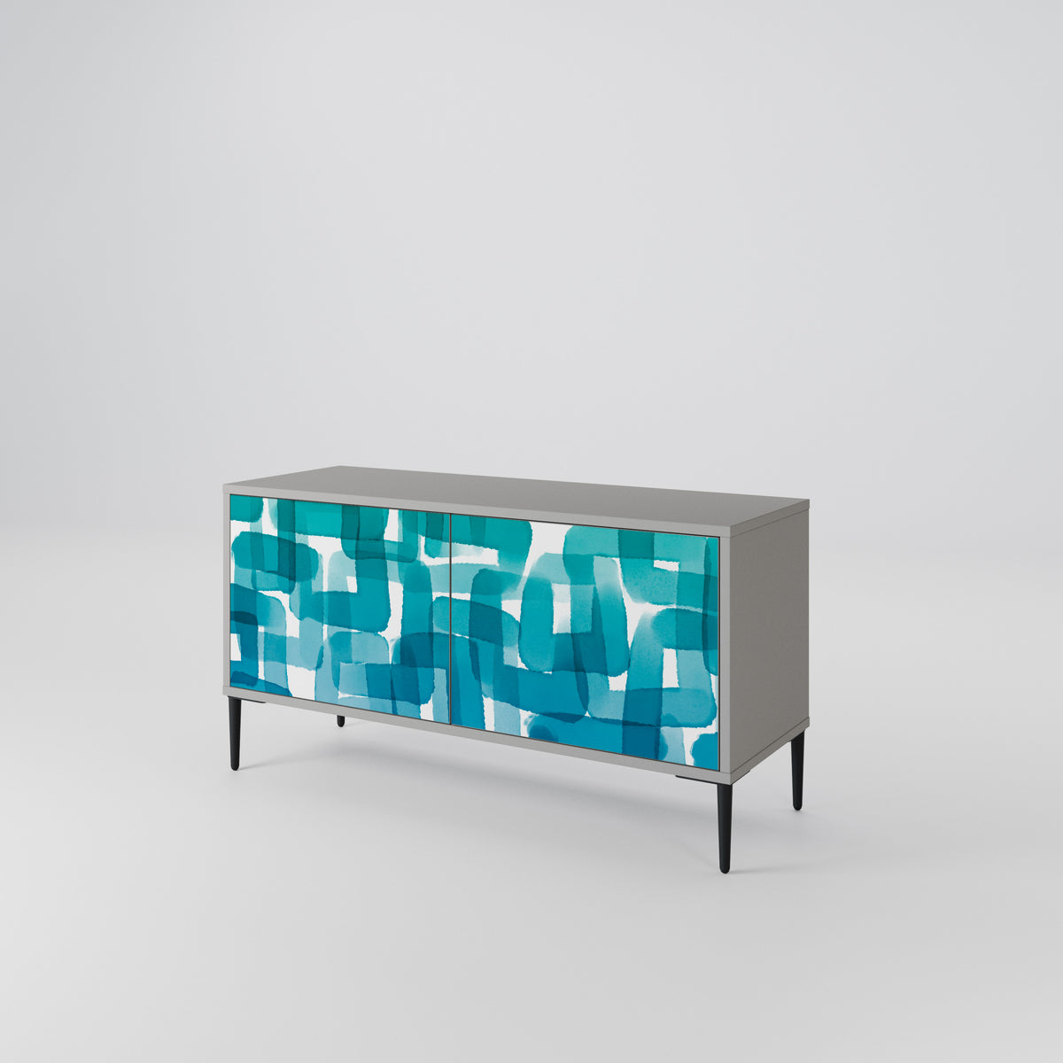TURQUOISE RECTANGLES Kompaktní dvoudveřový TV stolek