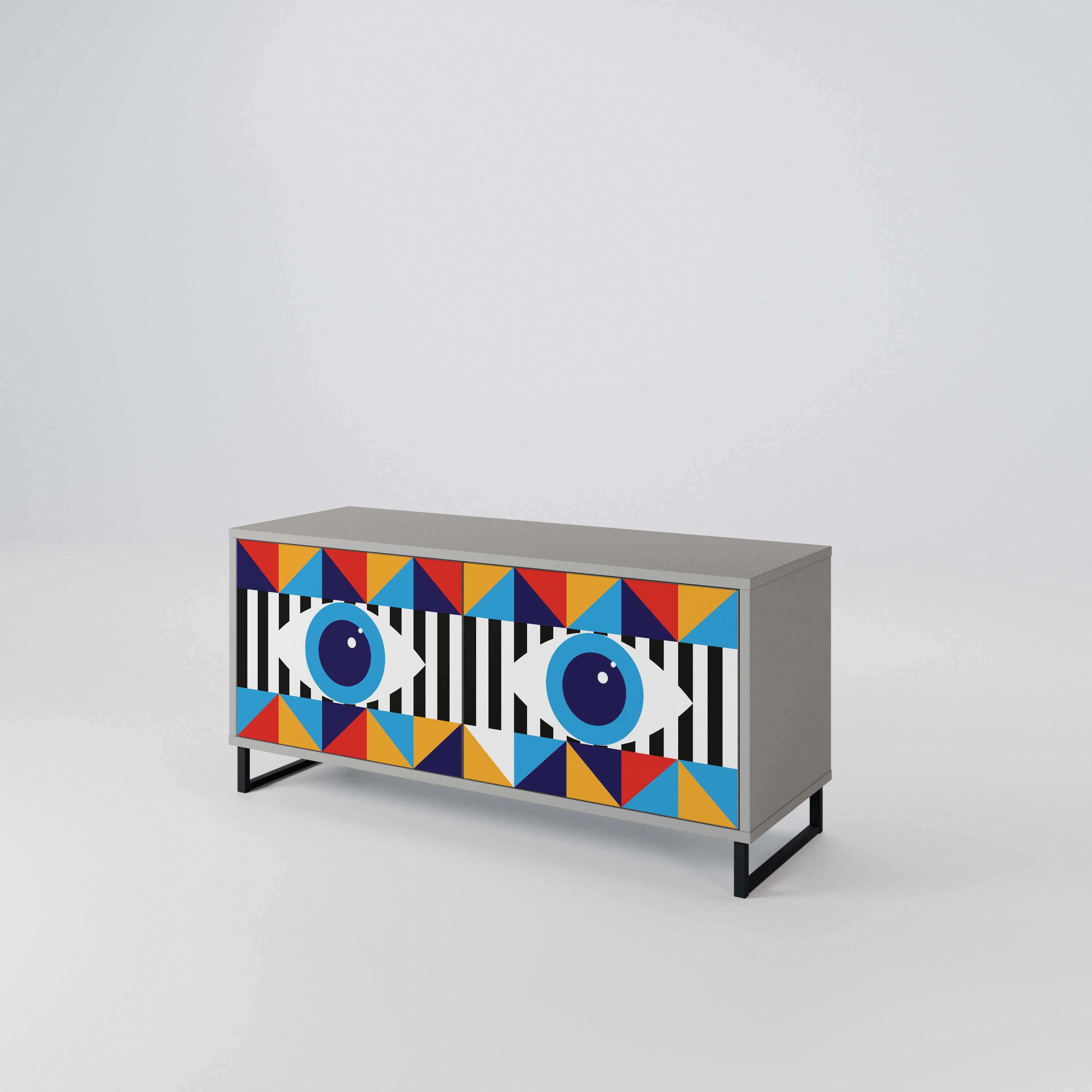 ABSTRACTION AND GEOMETRY Compact 2-Door TV Cabinet