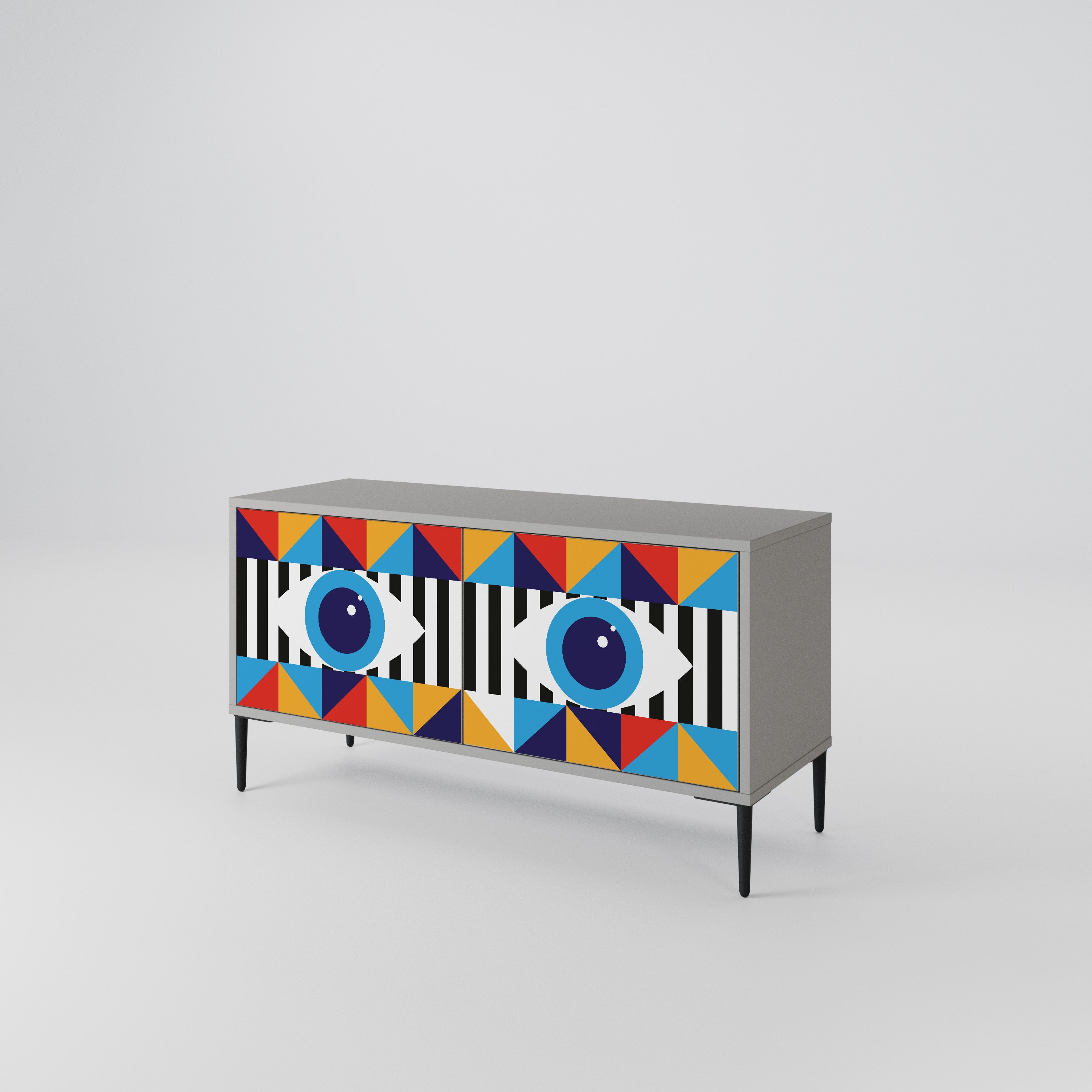 ABSTRACTION AND GEOMETRY Compact 2-Door TV Cabinet