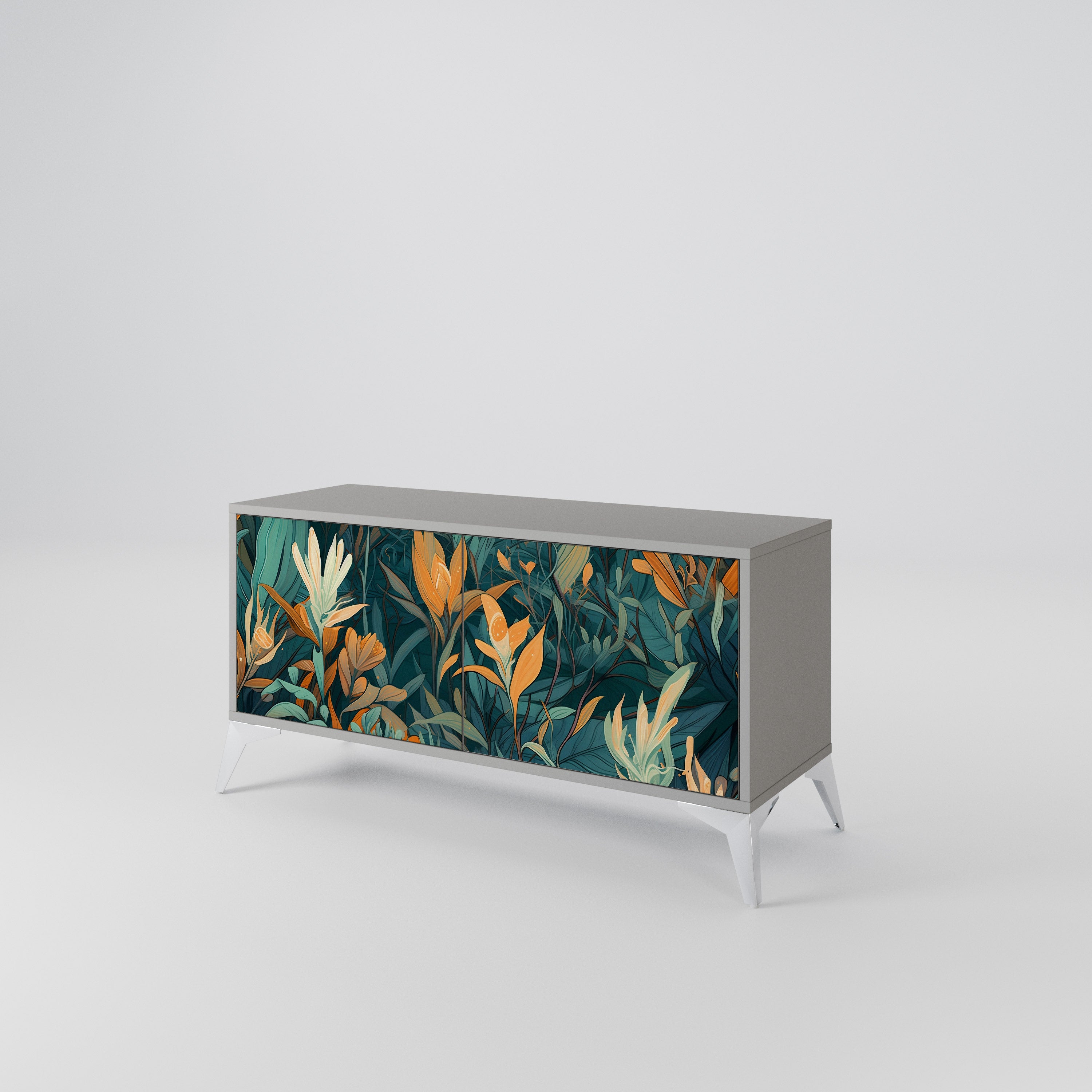 FLORAL SERENITY Compact 2-Door TV Cabinet