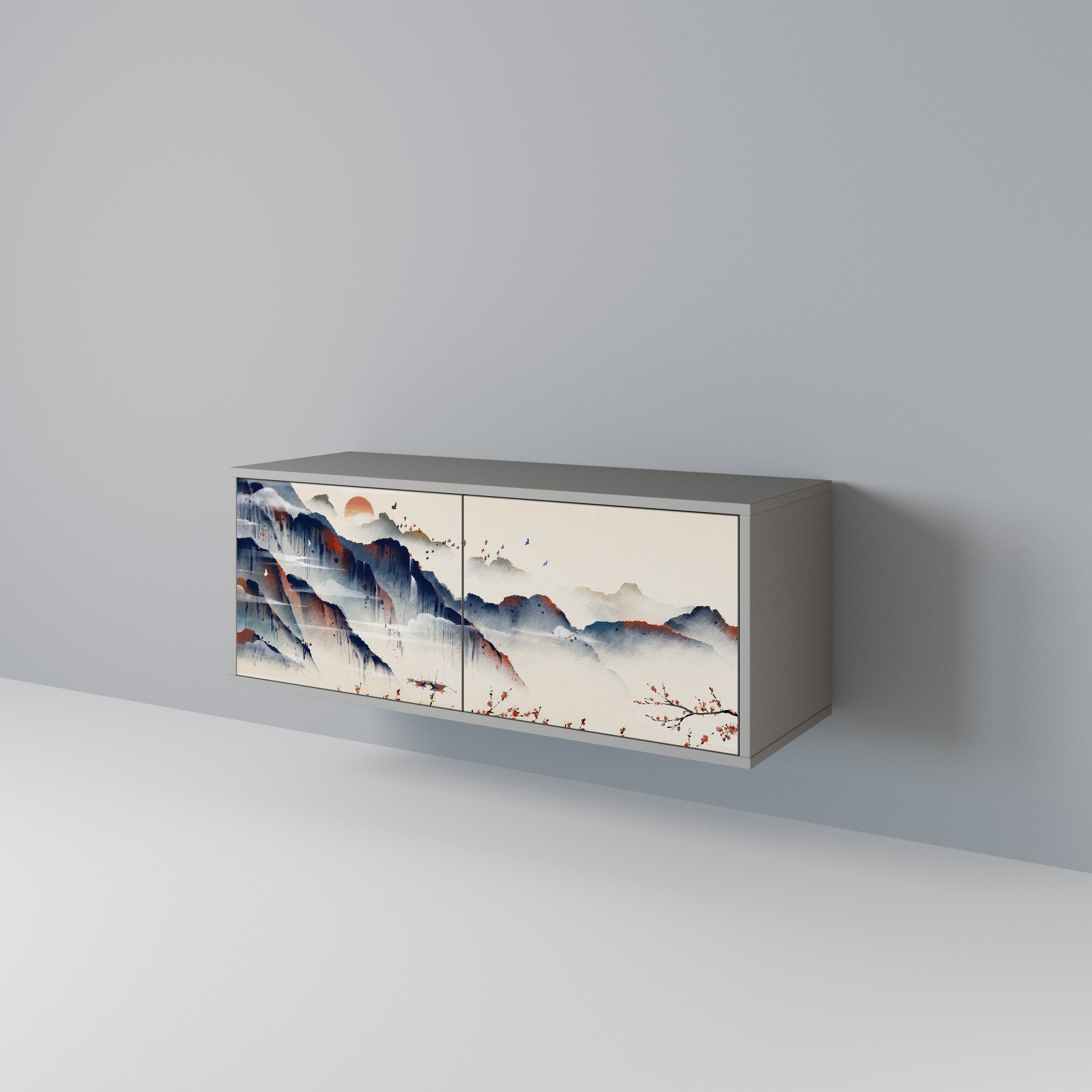 JAPANESE LANDSCAPE Kompakt TV-bänk med 2 dörrar