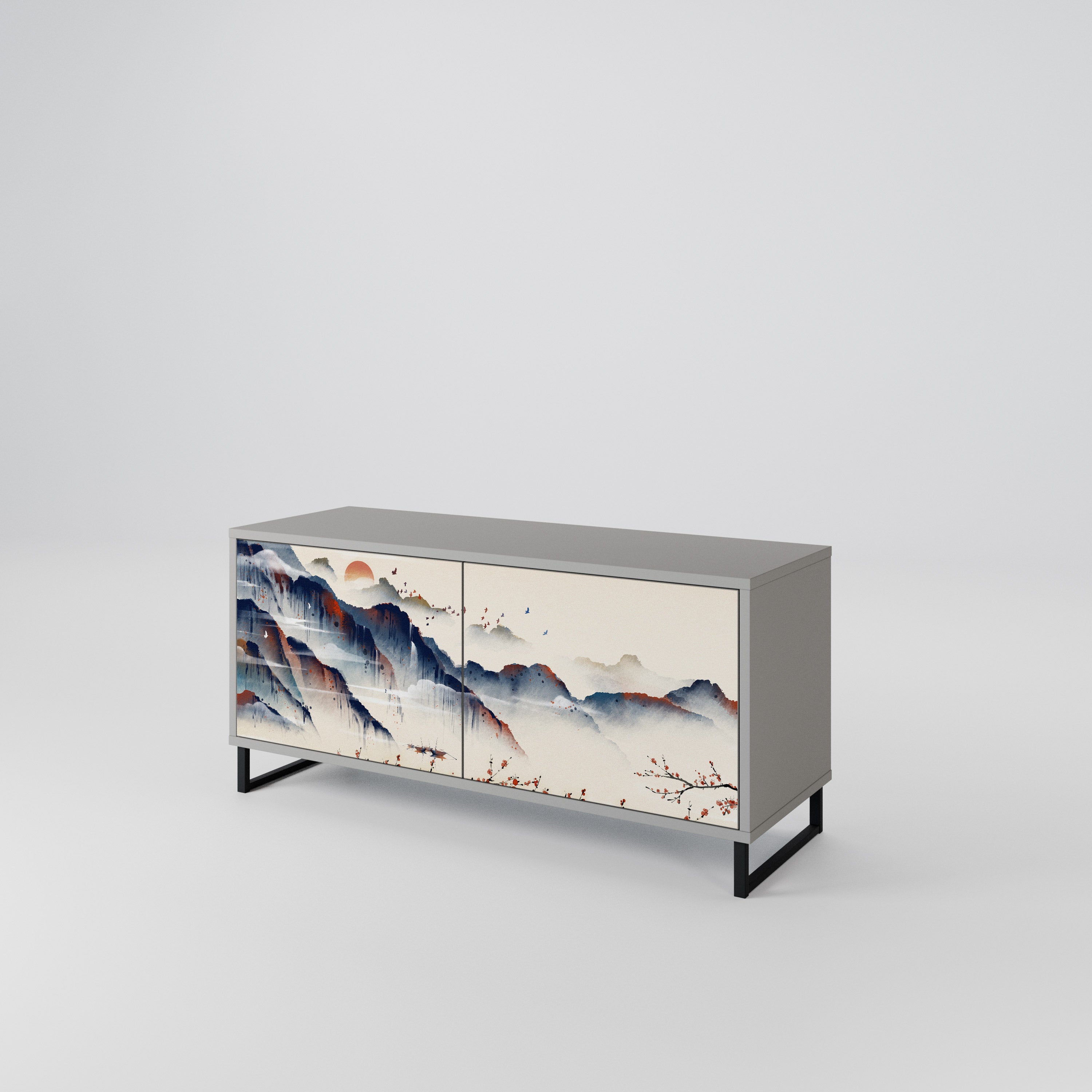 JAPANESE LANDSCAPE Kompakt TV-bänk med 2 dörrar