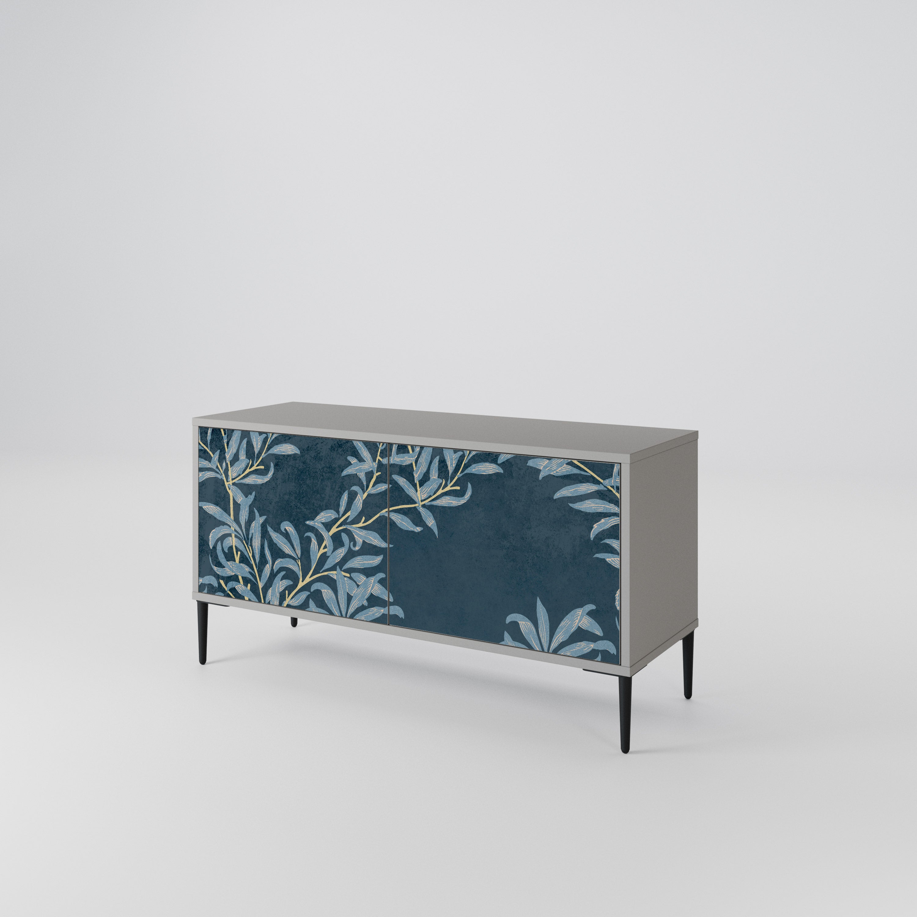 BLUE LEAVES Mueble de TV Compacto de 2 puertas