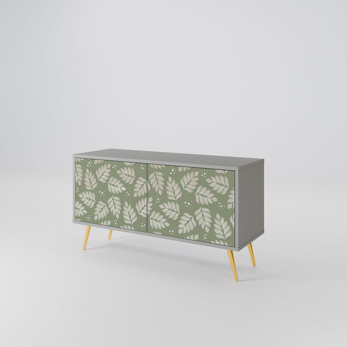 LEAVES ON GREEN Kompakt TV-bänk med 2 dörrar