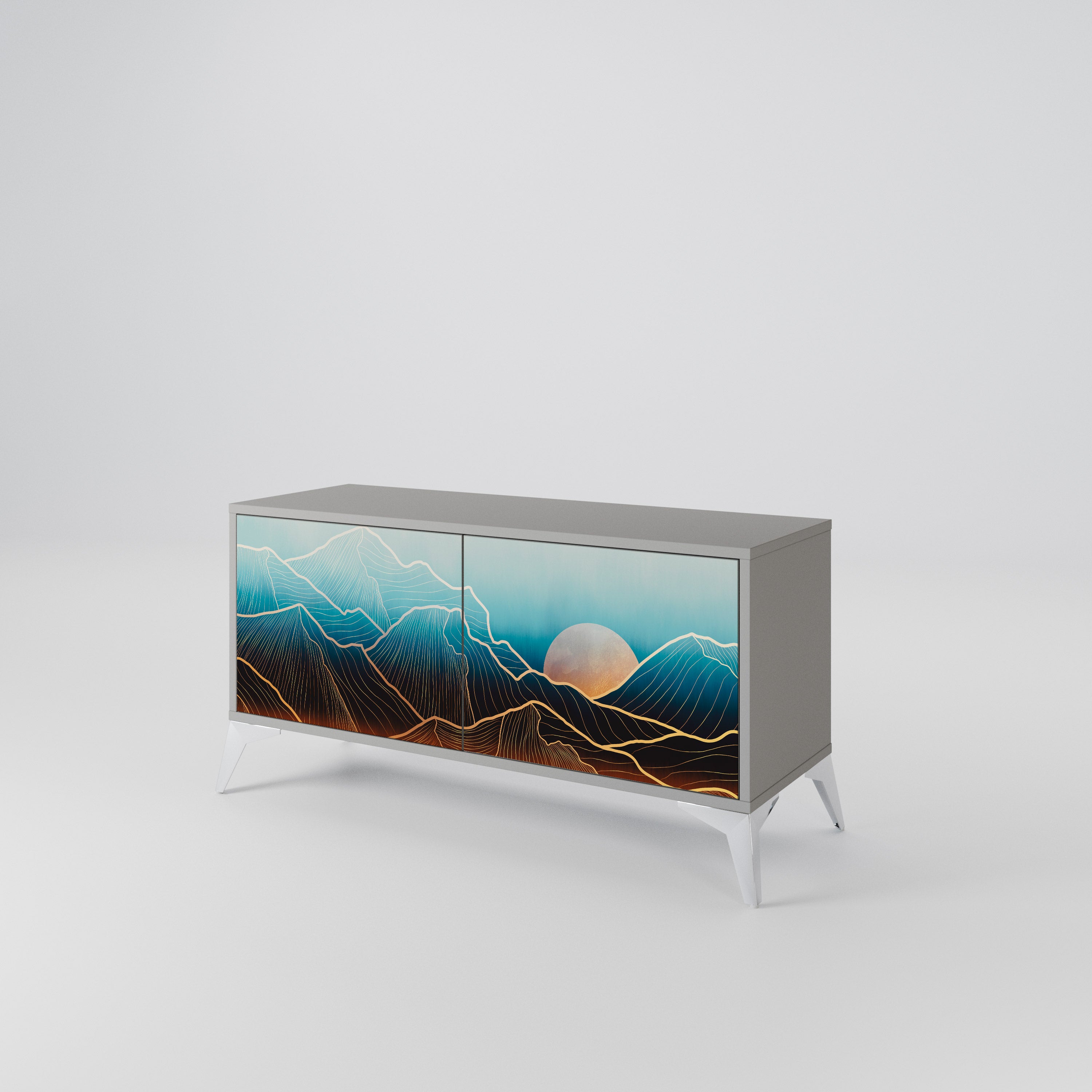 LUNAR SECRETS Mueble de TV Compacto de 2 puertas