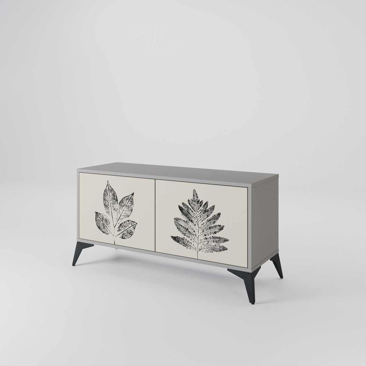 LEAFY STAMPS Kompakt TV-bänk med 2 dörrar