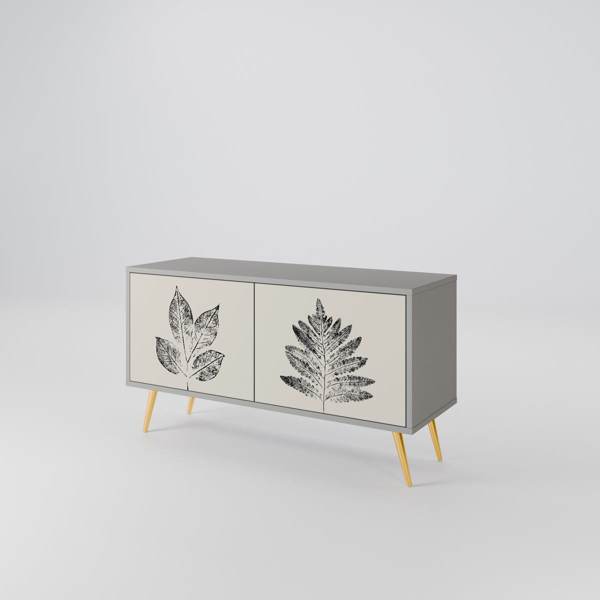 LEAFY STAMPS Kompakt TV-bänk med 2 dörrar