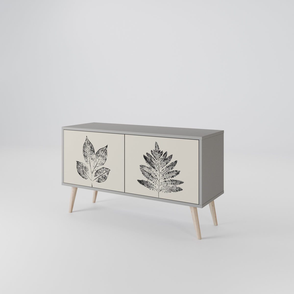 LEAFY STAMPS Kompakt TV-bänk med 2 dörrar