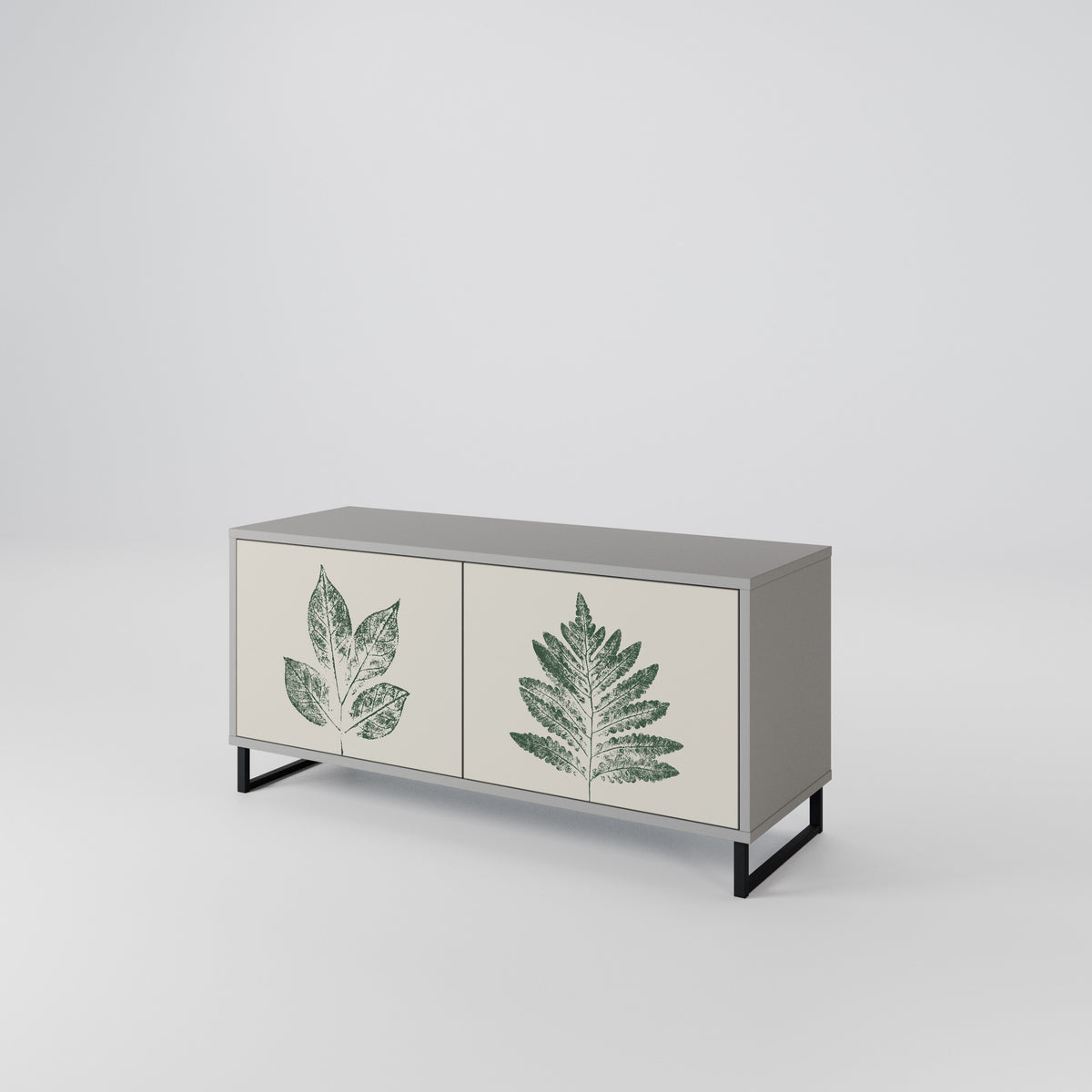 GREEN LEAFY STAMPS Kompakt TV-bänk med 2 dörrar