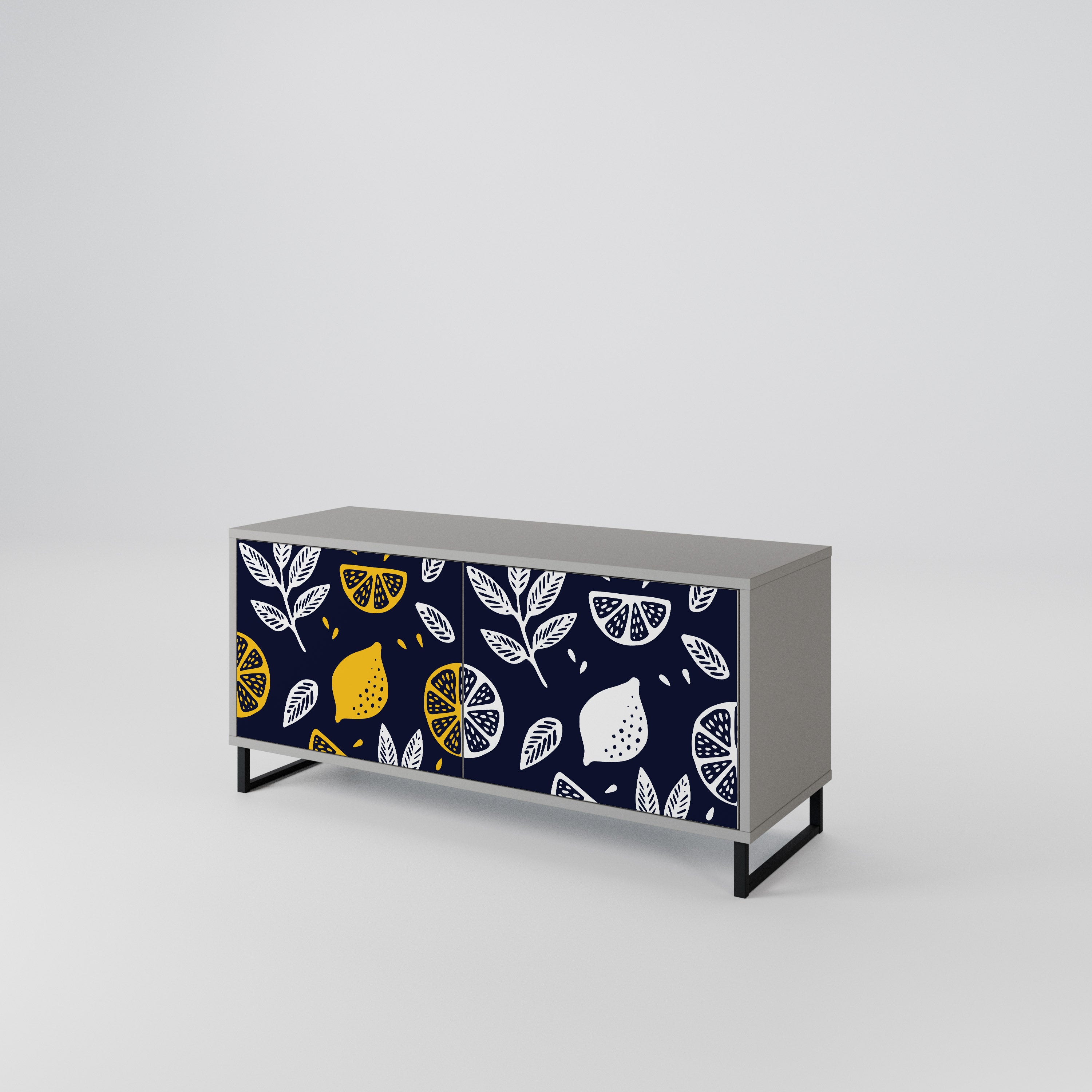 CITRUS BLACK AND WHITE Mueble de TV Compacto de 2 puertas