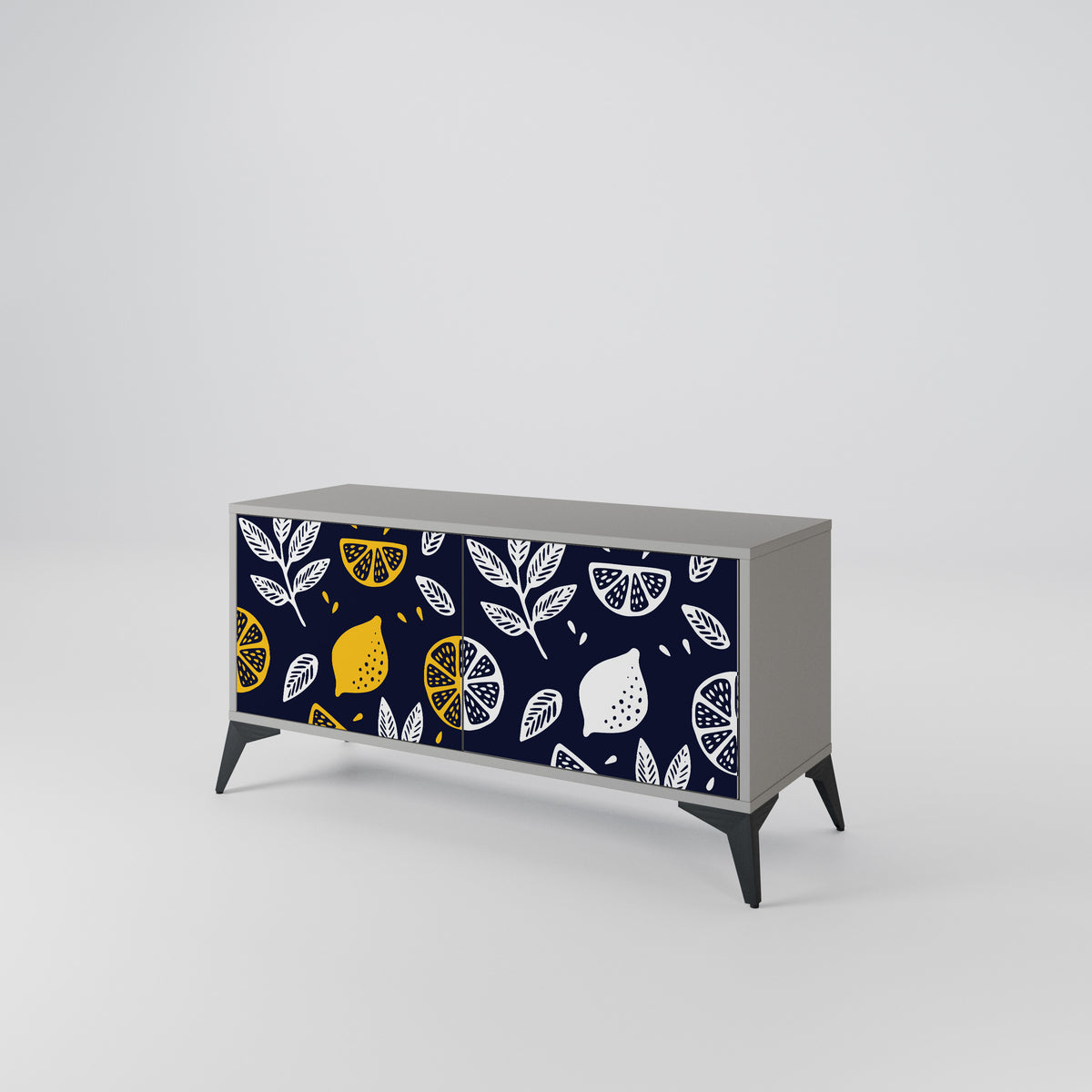 CITRUS BLACK AND WHITE Kompakt TV-bänk med 2 dörrar