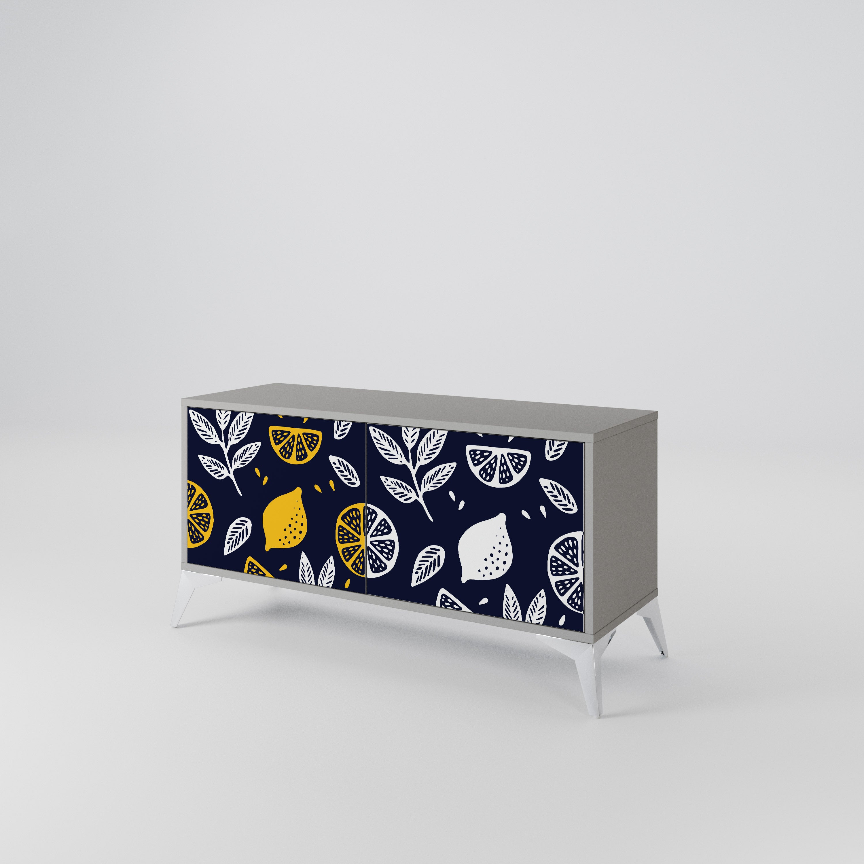 CITRUS BLACK AND WHITE Mueble de TV Compacto de 2 puertas