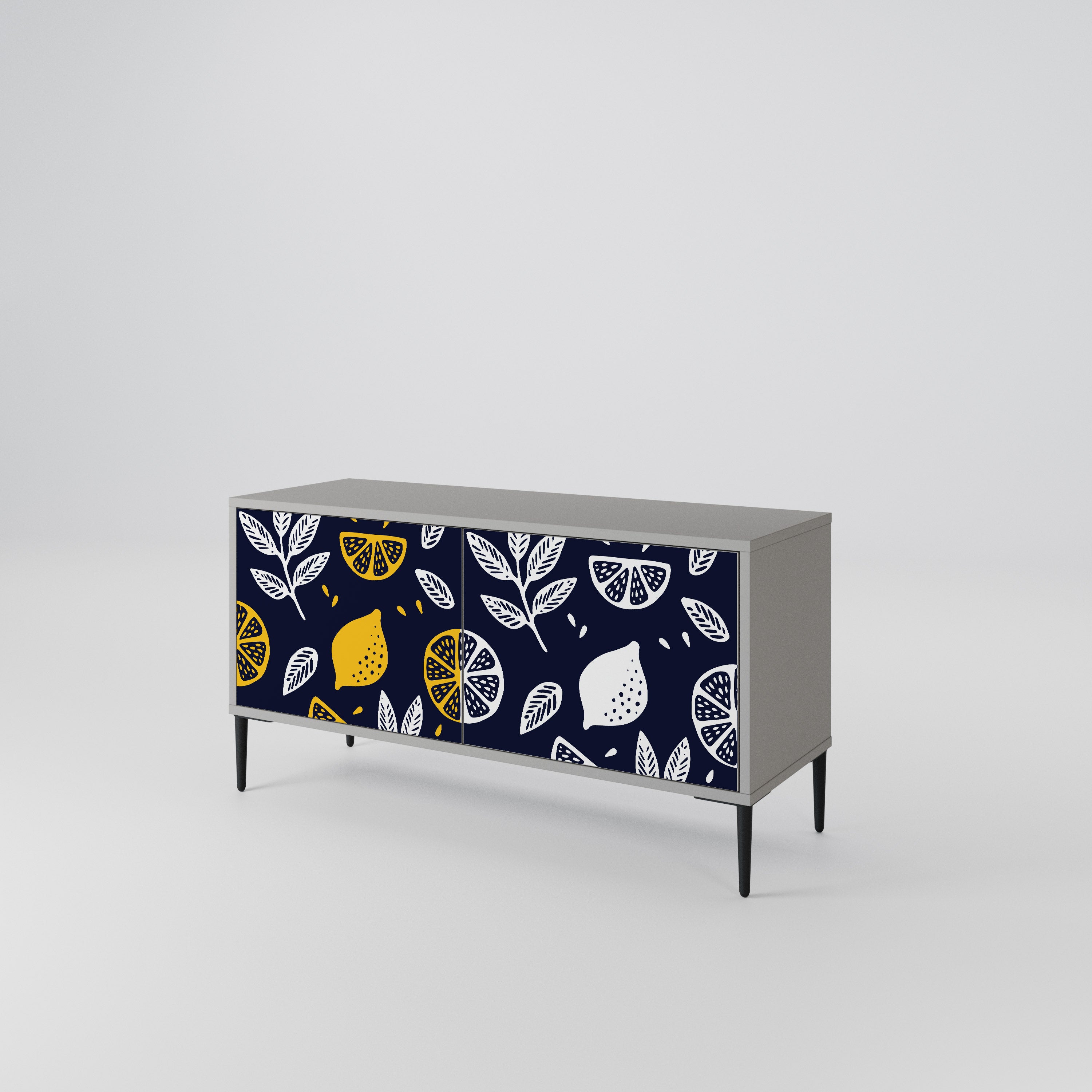 CITRUS BLACK AND WHITE Mueble de TV Compacto de 2 puertas