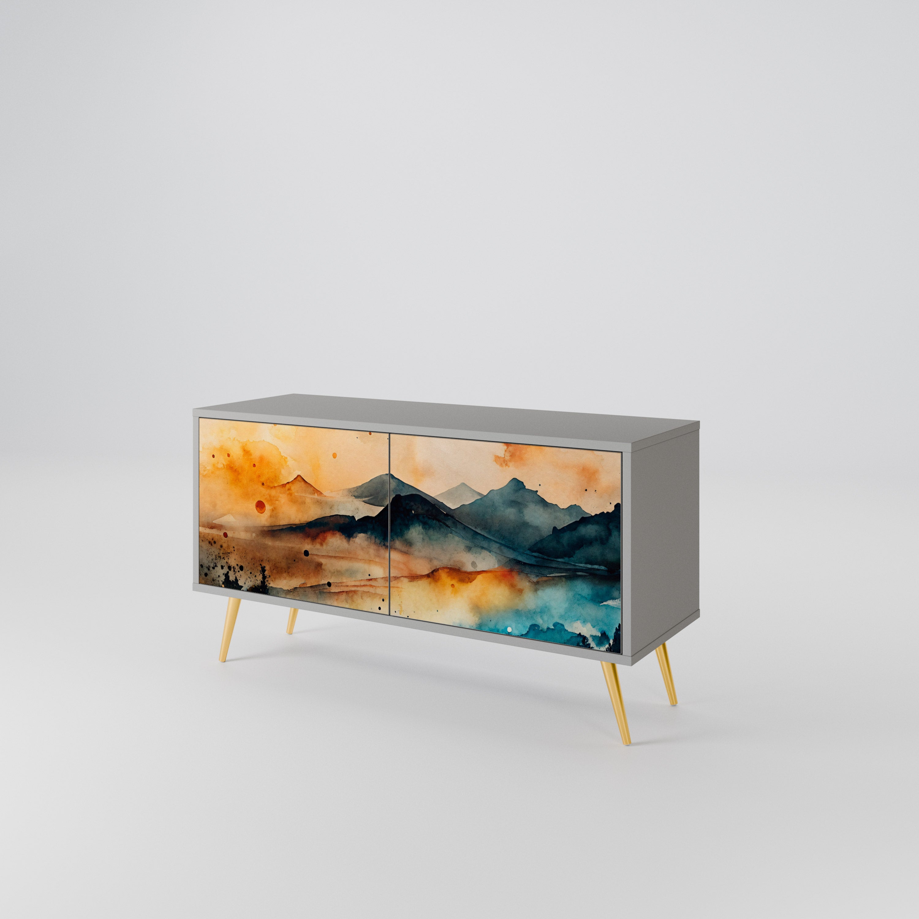 OMINOUS MOUNTAINS Compact 2-Door TV Cabinet
