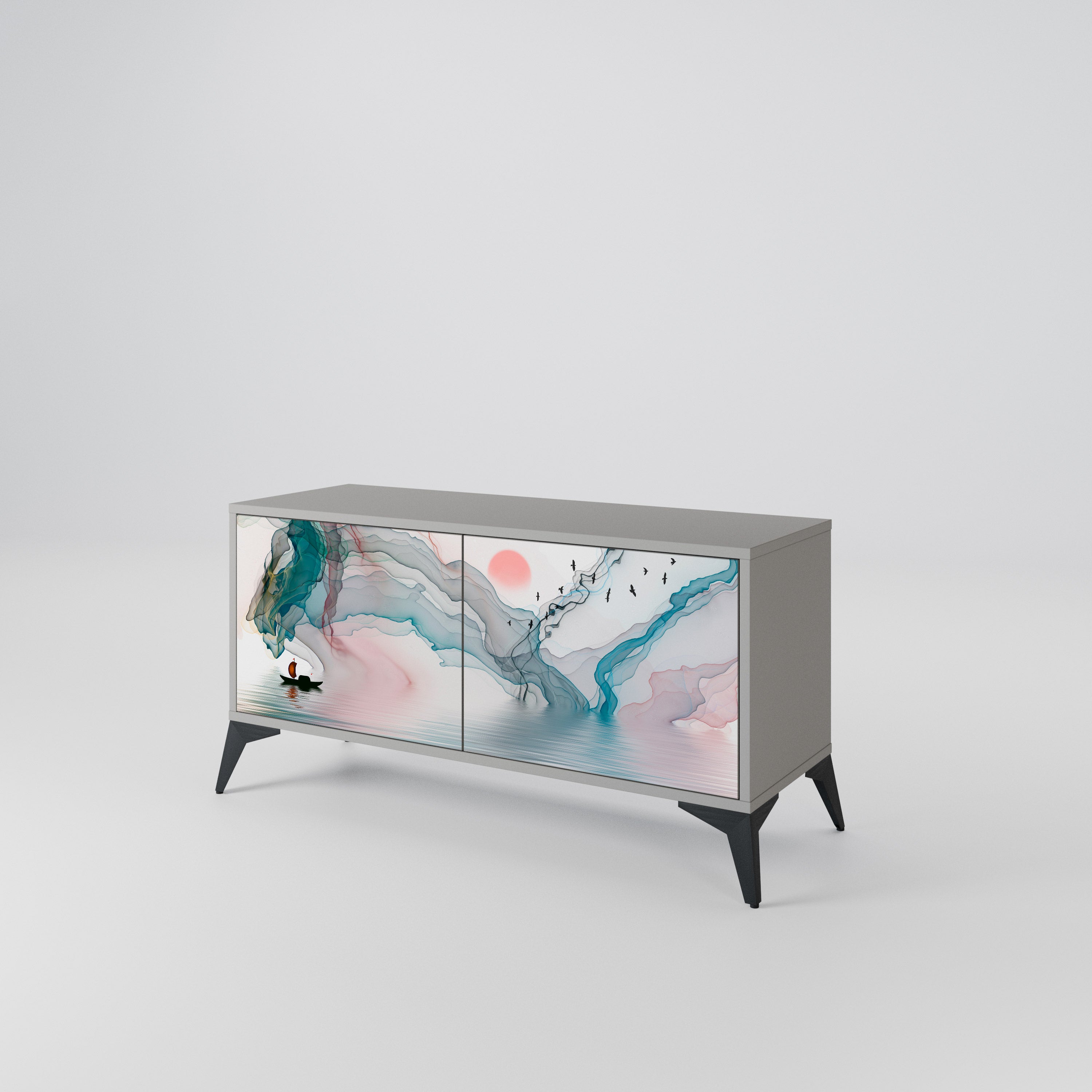 VELVET CROSSING Kompakt TV-bänk med 2 dörrar