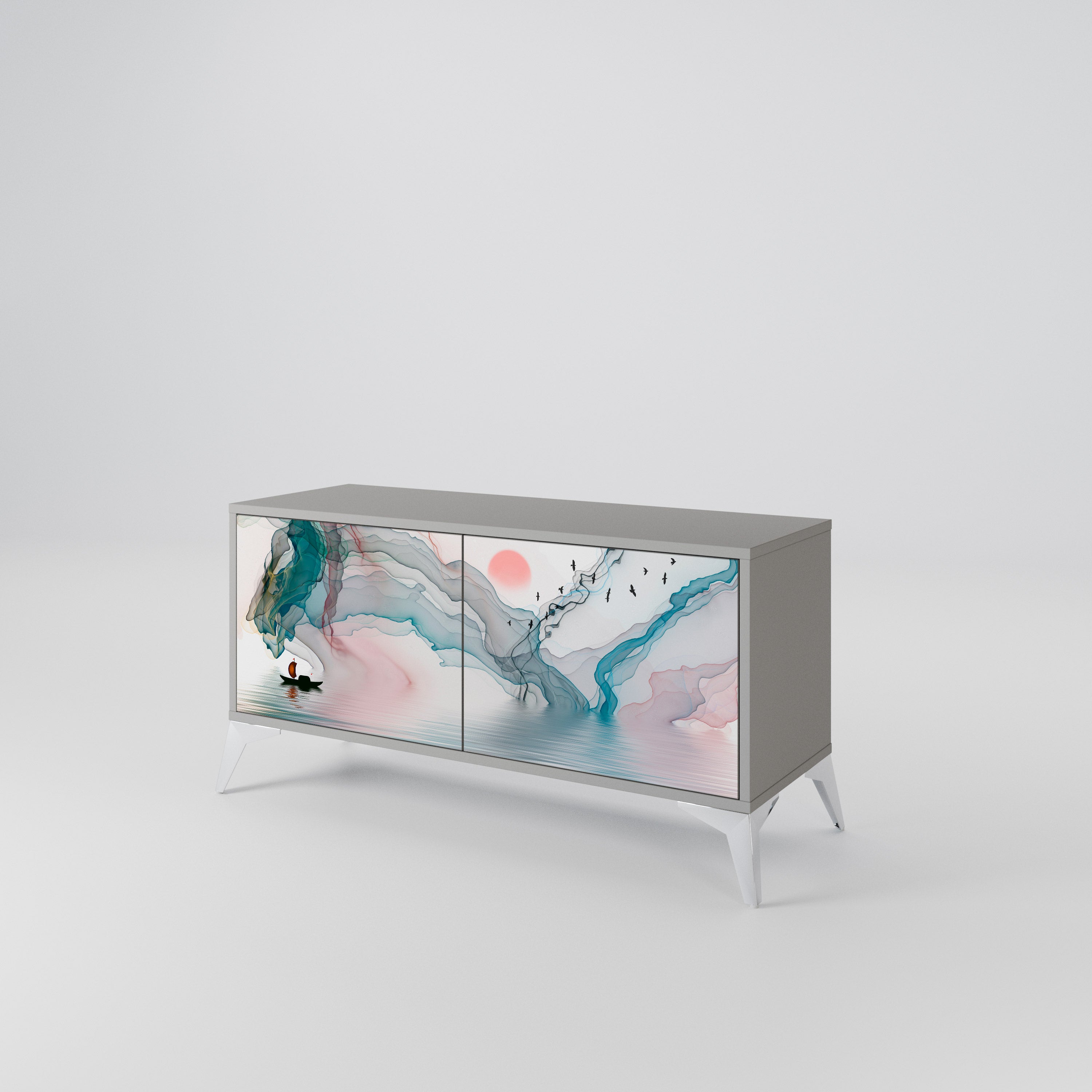 VELVET CROSSING Kompakt TV-bänk med 2 dörrar