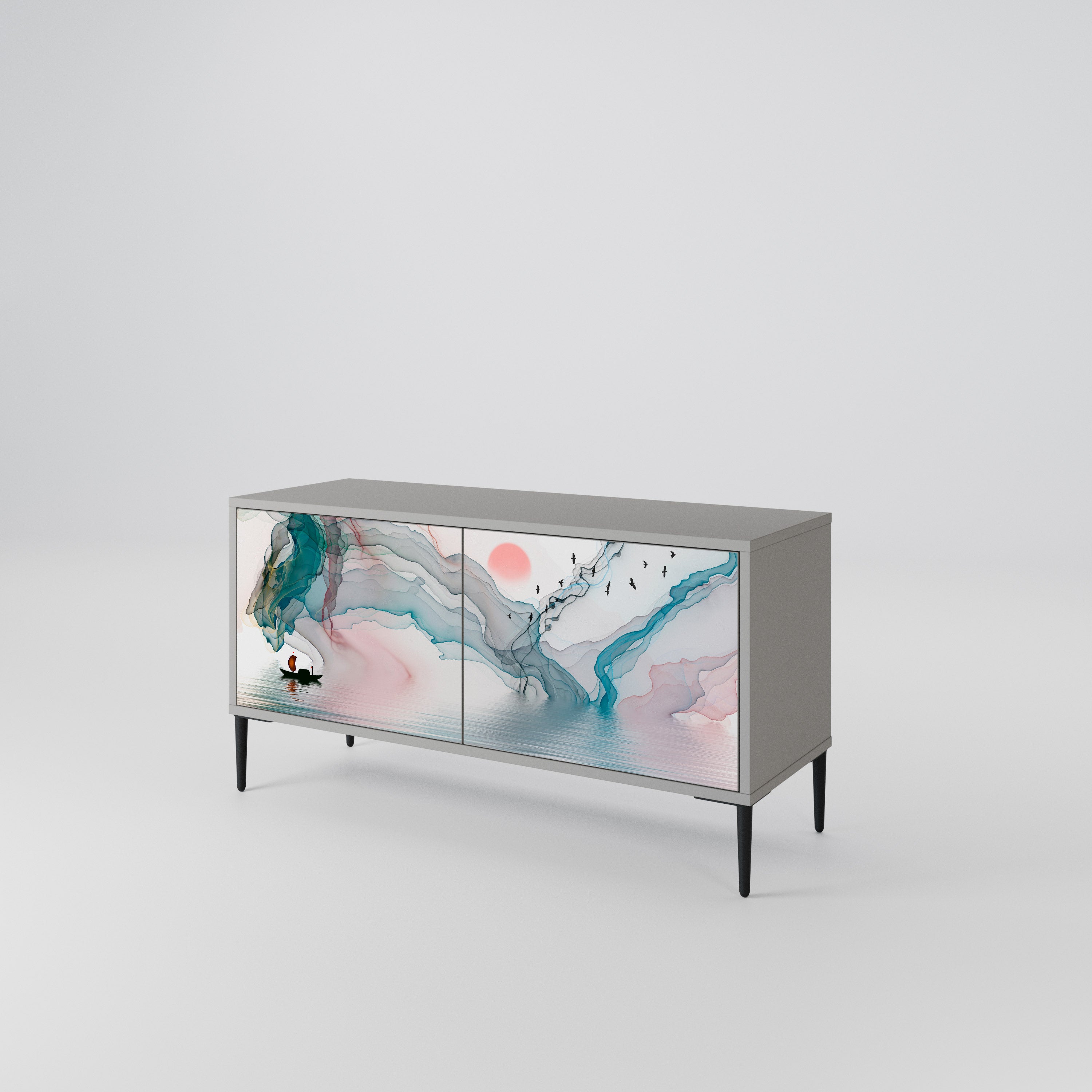 VELVET CROSSING Kompakt TV-bänk med 2 dörrar