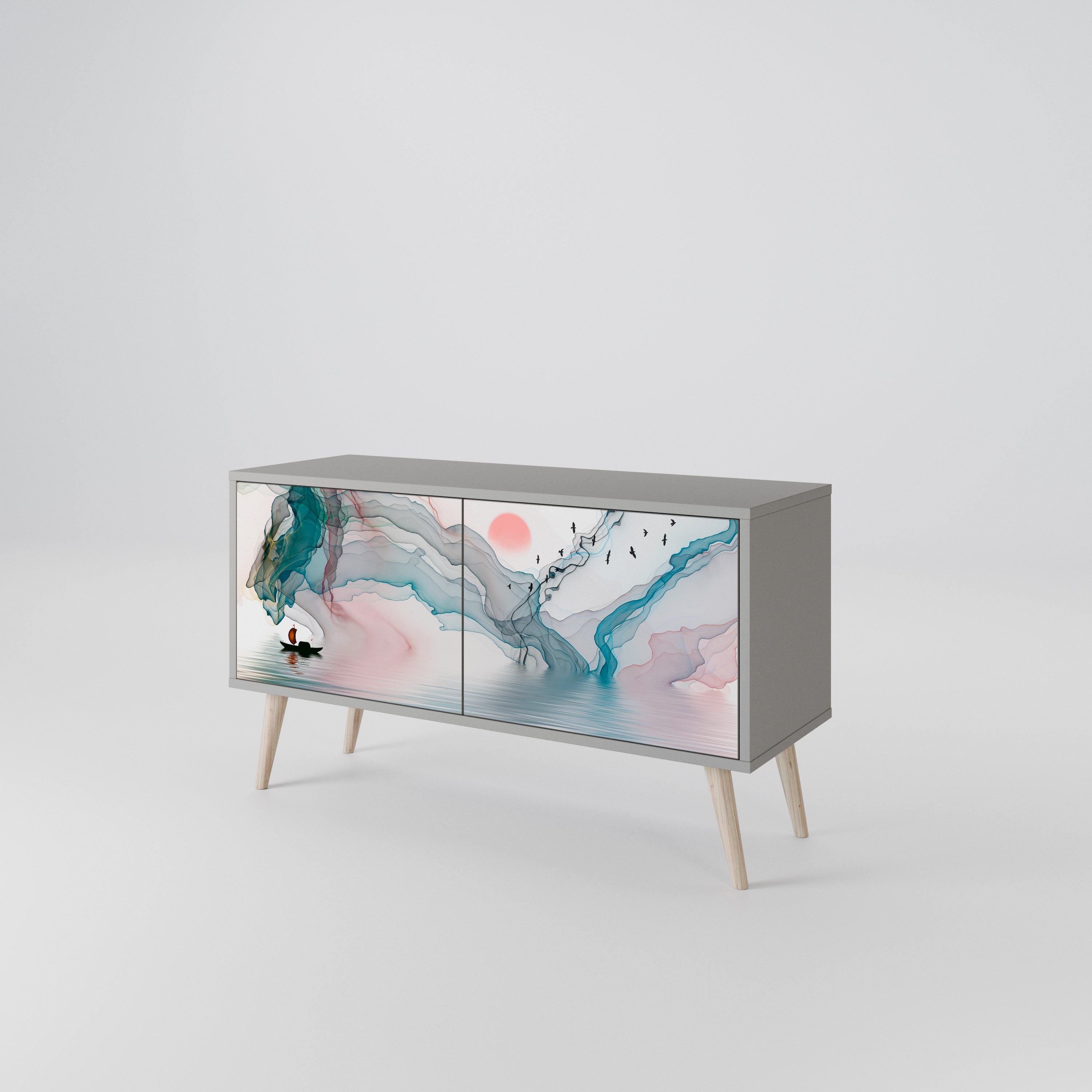 VELVET CROSSING Kompakt TV-bänk med 2 dörrar