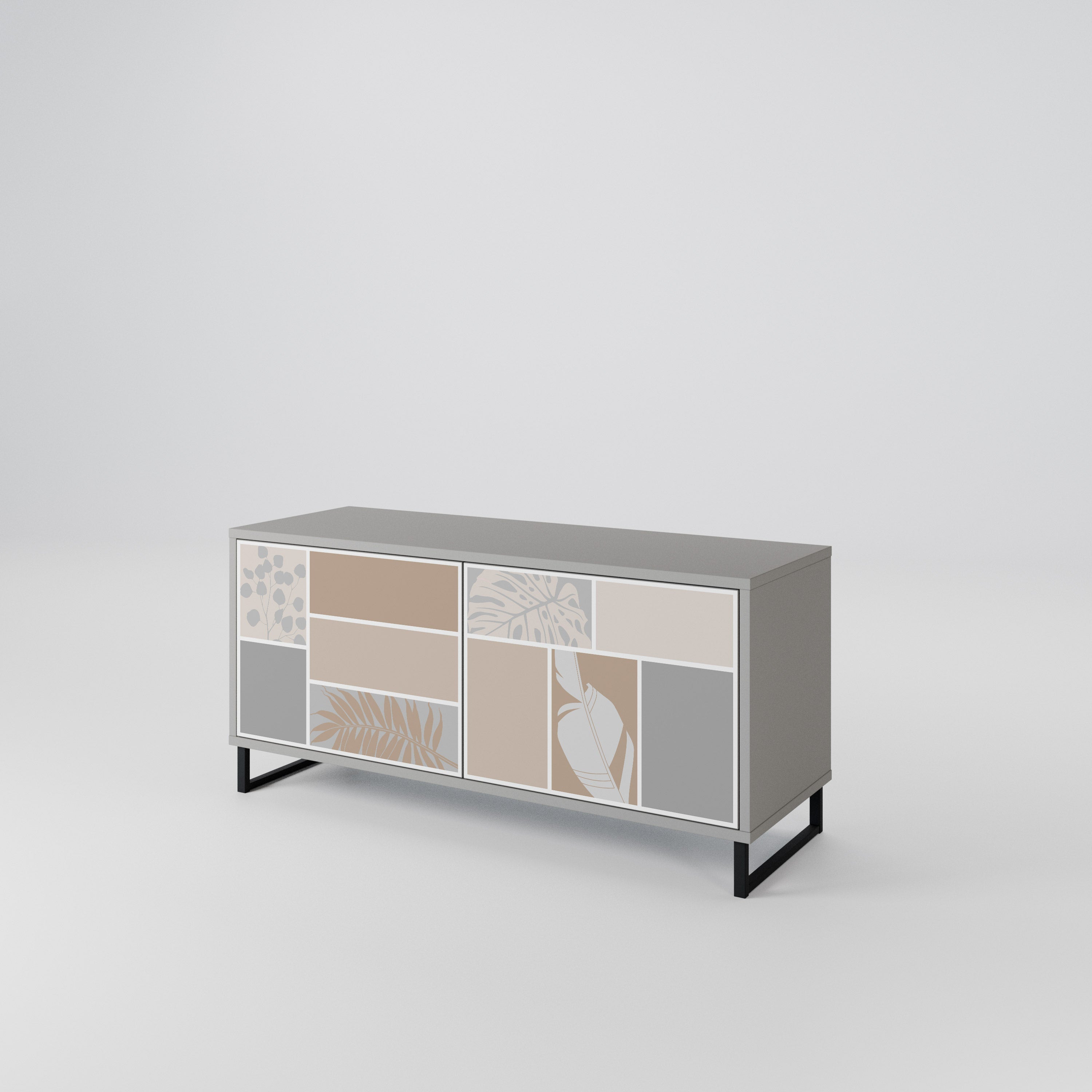 TROPICAL SHAPES Kompakt TV-bänk med 2 dörrar