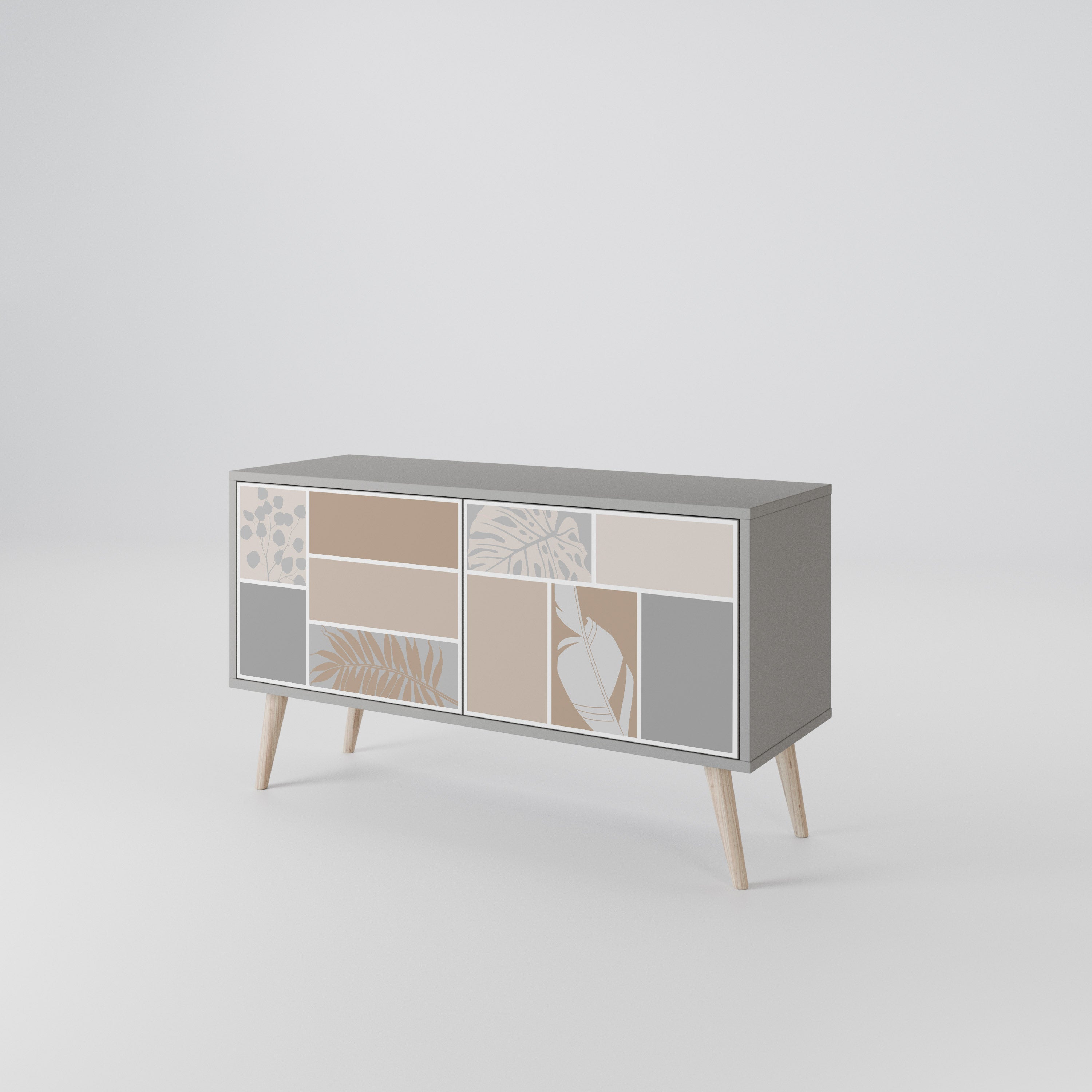 TROPICAL SHAPES Kompakt TV-bänk med 2 dörrar