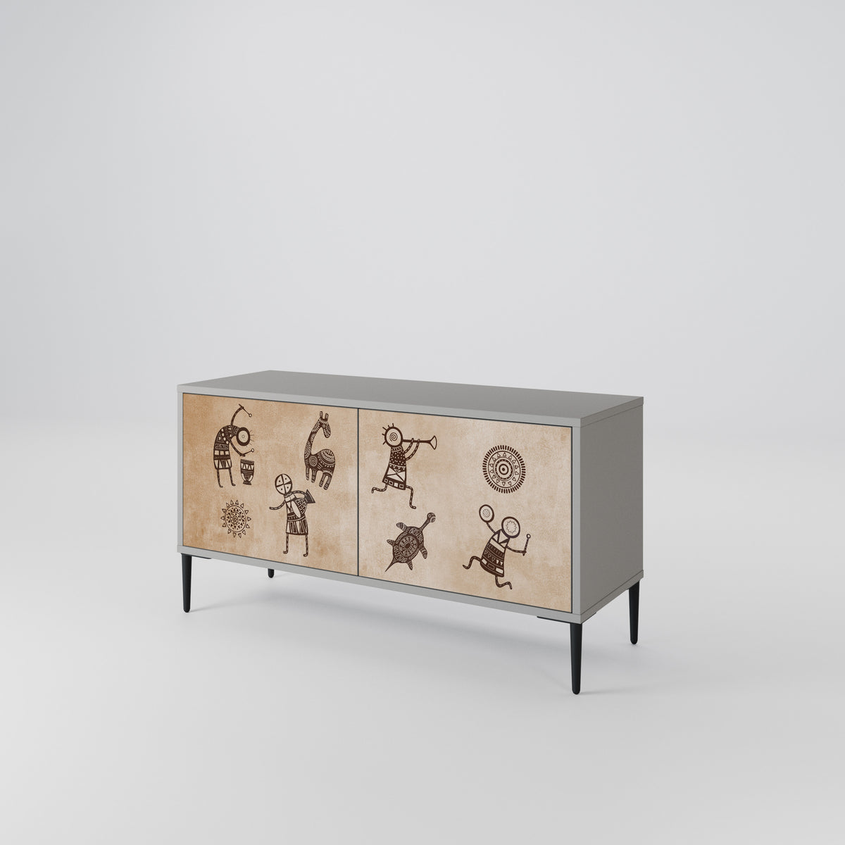 AFRICAN STYLE Mueble de TV Compacto de 2 puertas