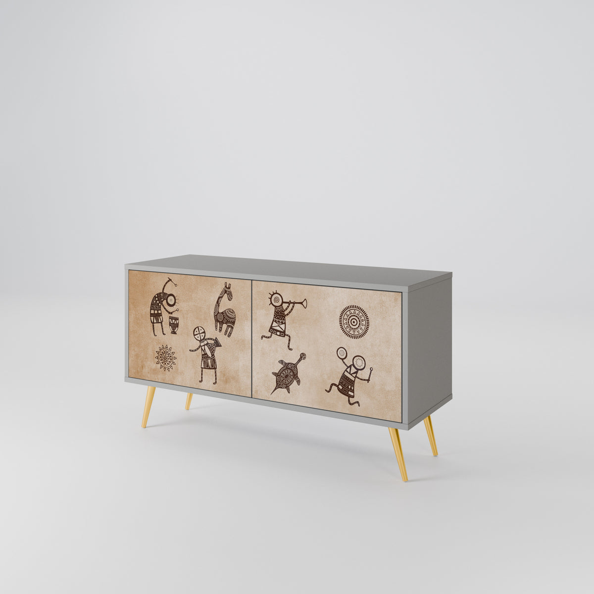 AFRICAN STYLE Mueble de TV Compacto de 2 puertas